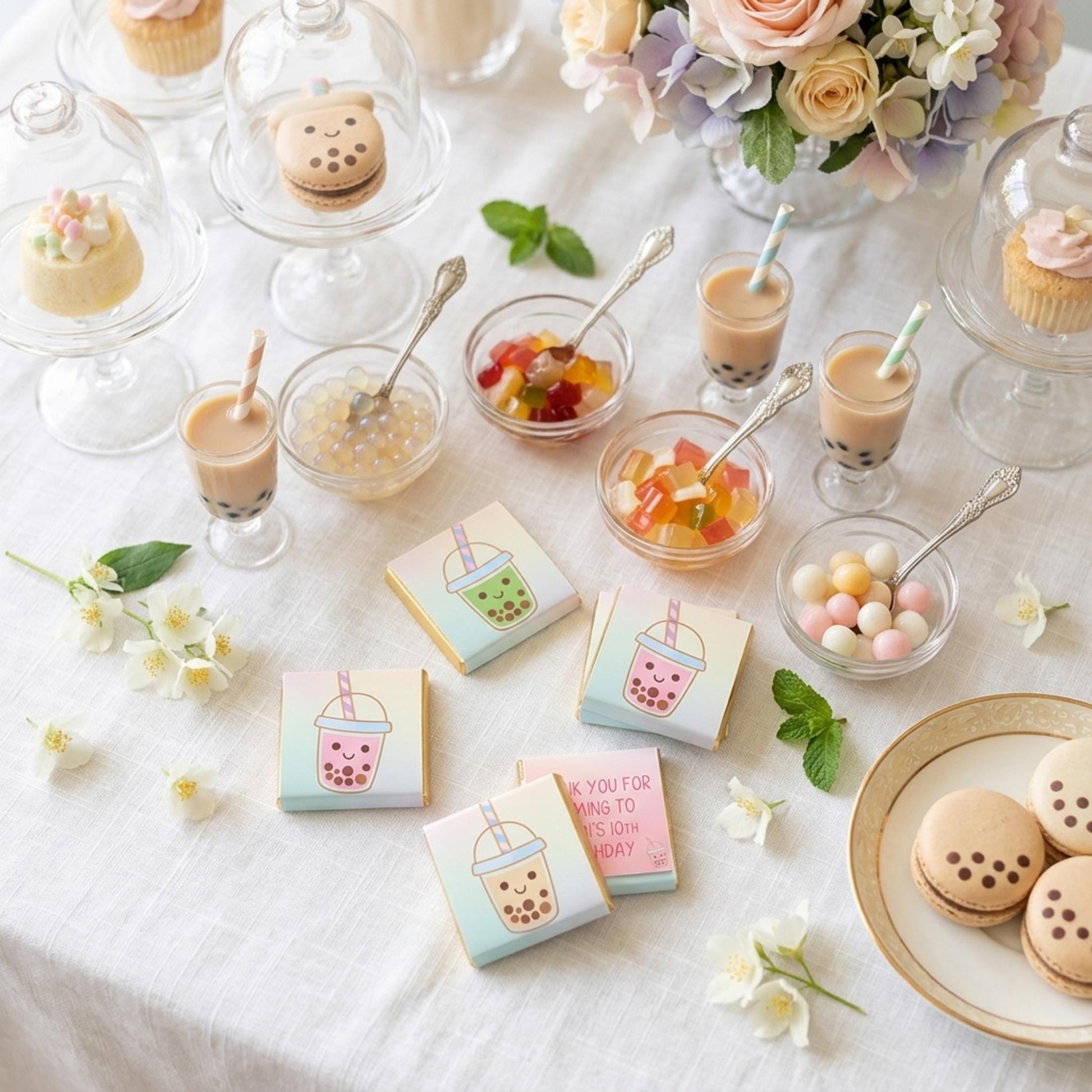 Personalised Bubble Tea Chocolates – Birthday Party Favours, Boba Bar Treats