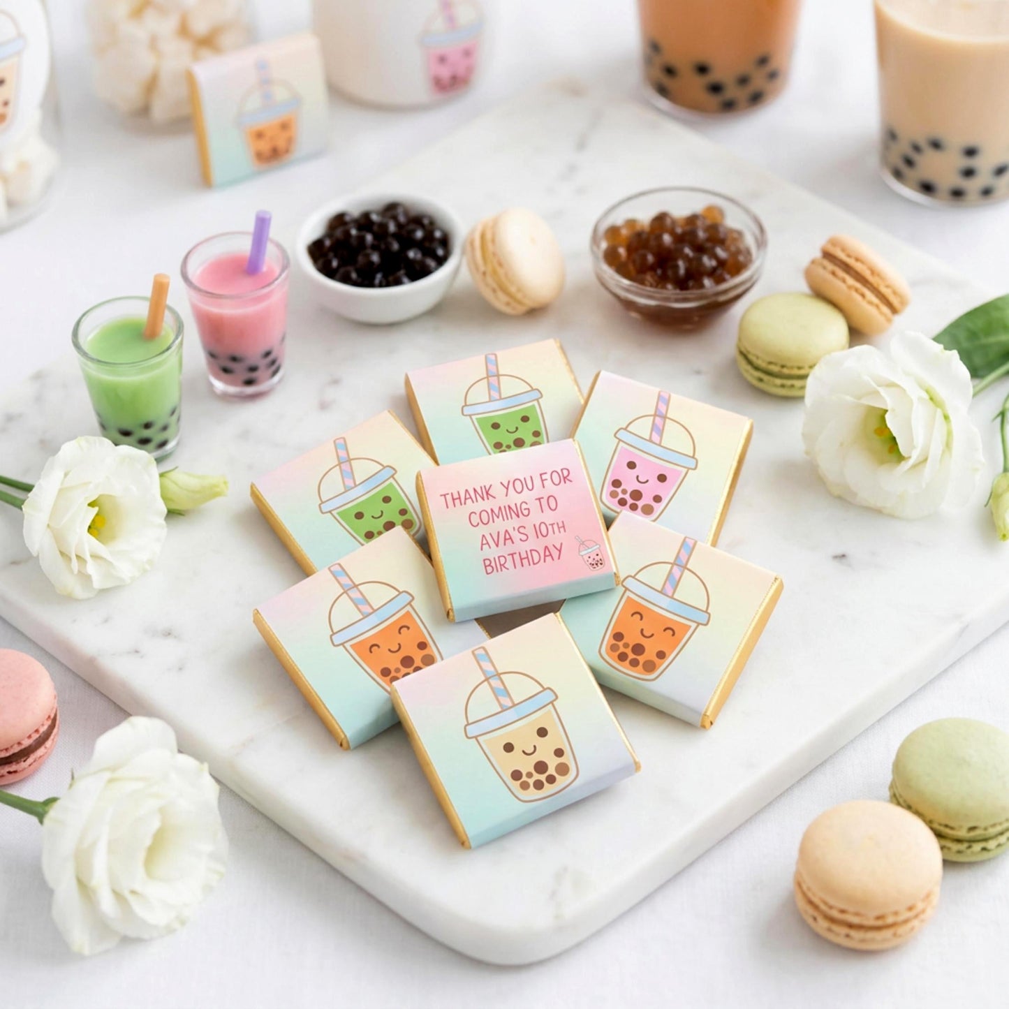Personalised Bubble Tea Chocolates – Birthday Party Favours, Boba Bar Treats