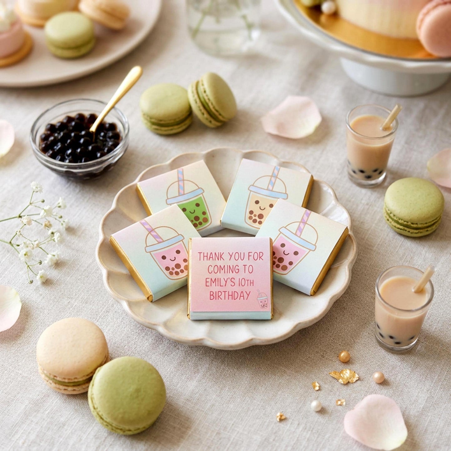 Personalised Bubble Tea Chocolates – Birthday Party Favours, Boba Bar Treats