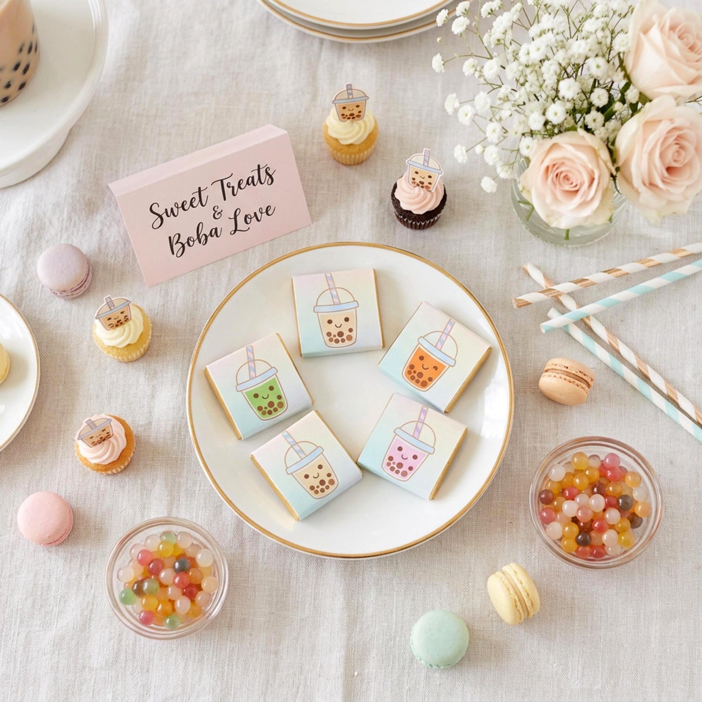 Personalised Bubble Tea Chocolates – Birthday Party Favours, Boba Bar Treats
