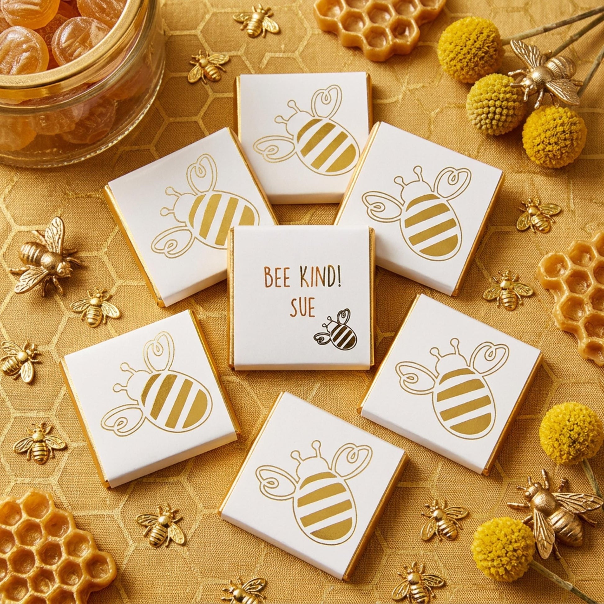 Personalised Golden Bee Party Chocolates – Bumblebee Personalised Birthday Favours