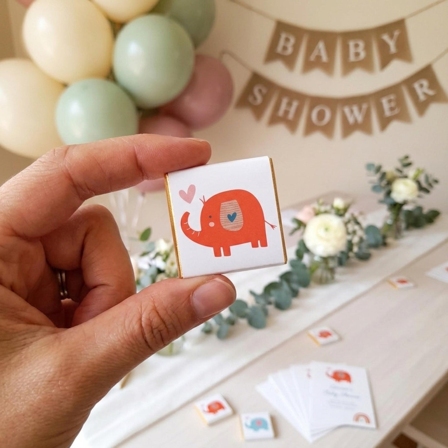 Personalised Baby Shower Favours - Elephant 1st Birthday Chocolate Treats
