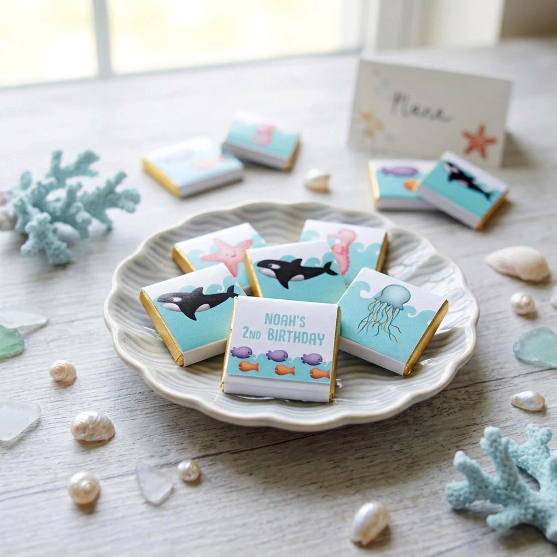 Personalised Under the Sea Party Favours, Ocean chocolates party bag fillers