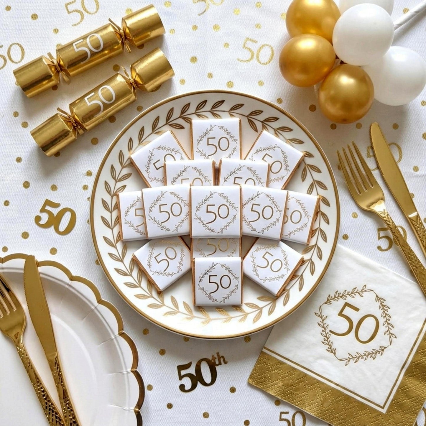 Personalised Milestone Birthday Chocolate Favours - 18th 21st 30th 40th 50th 60th Birthday Table Decor - Gold Foil Anniversary Treats