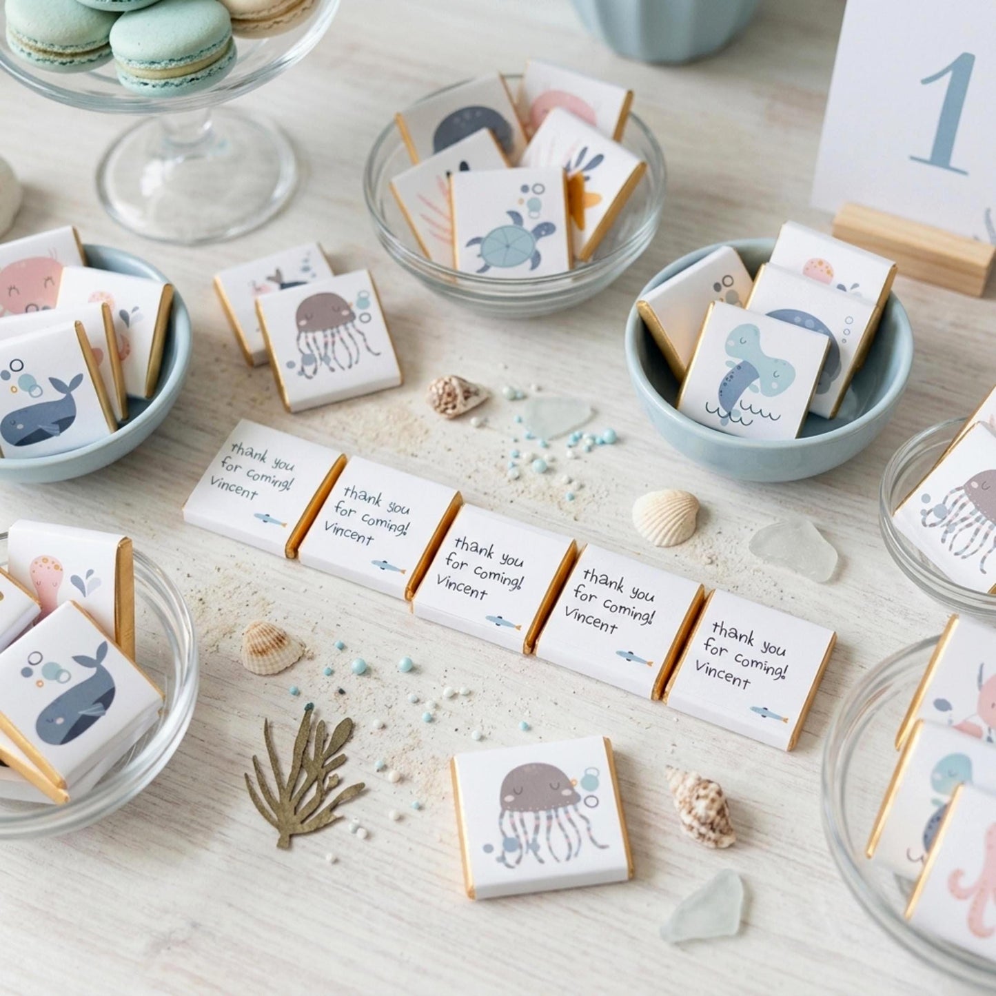 Personalised Ocean Life Party Favours - Under the Sea Birthday Chocolate Treats - Marine Theme Party Bags