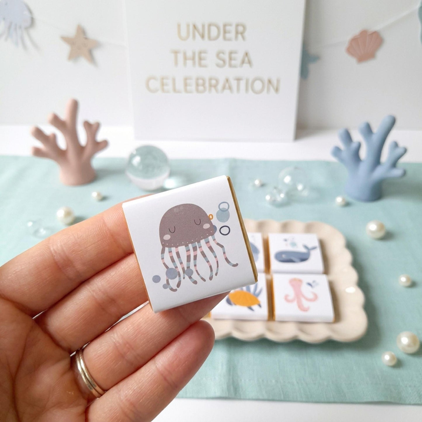 Personalised Ocean Life Party Favours - Under the Sea Birthday Chocolate Treats - Marine Theme Party Bags