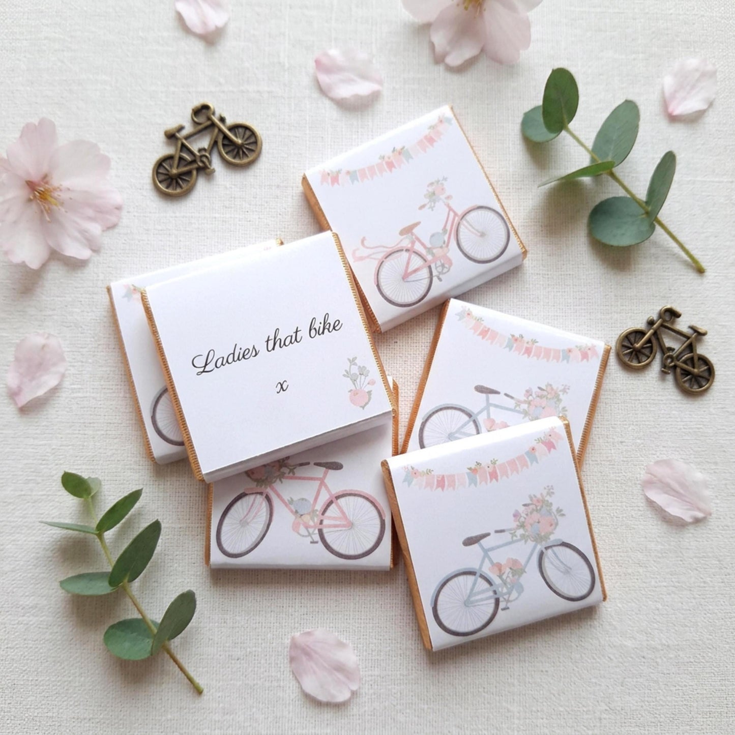 Personalised Floral Bicycle Chocolates – Spring Garden Party Favours