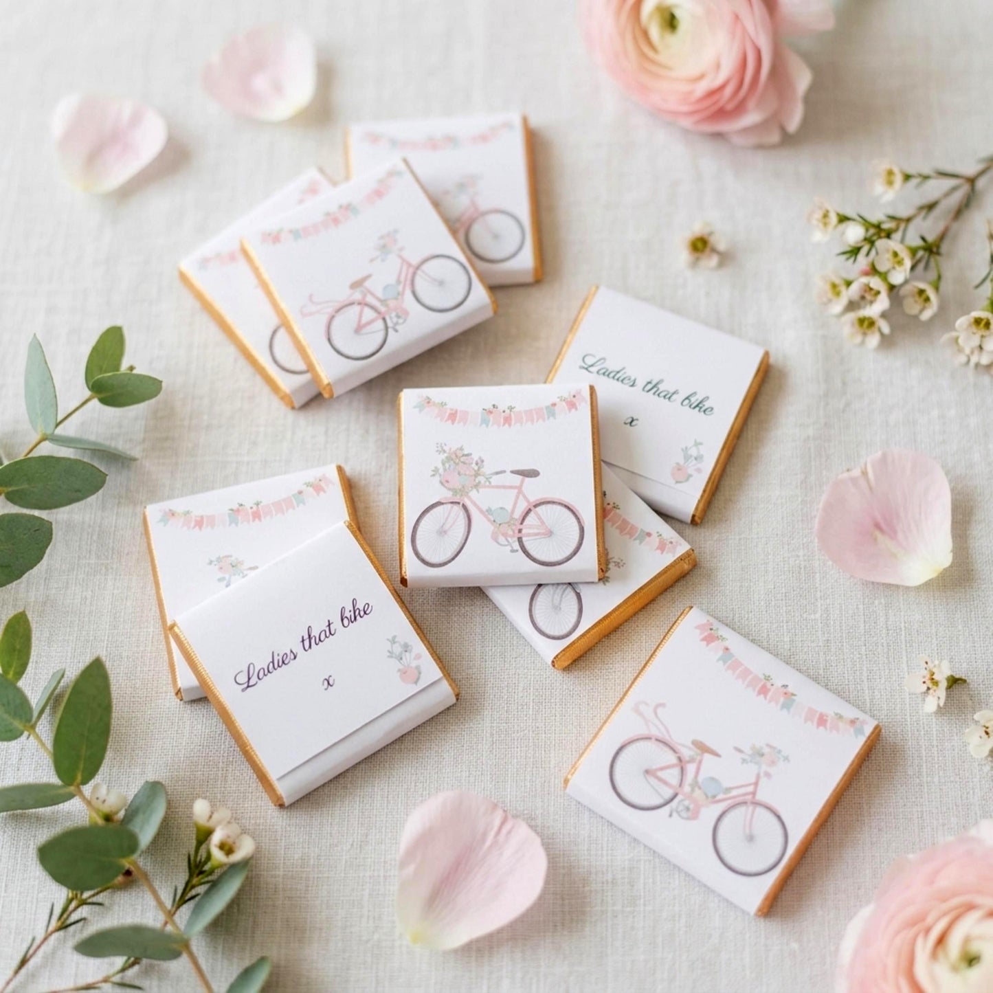 Personalised Floral Bicycle Chocolates – Spring Garden Party Favours