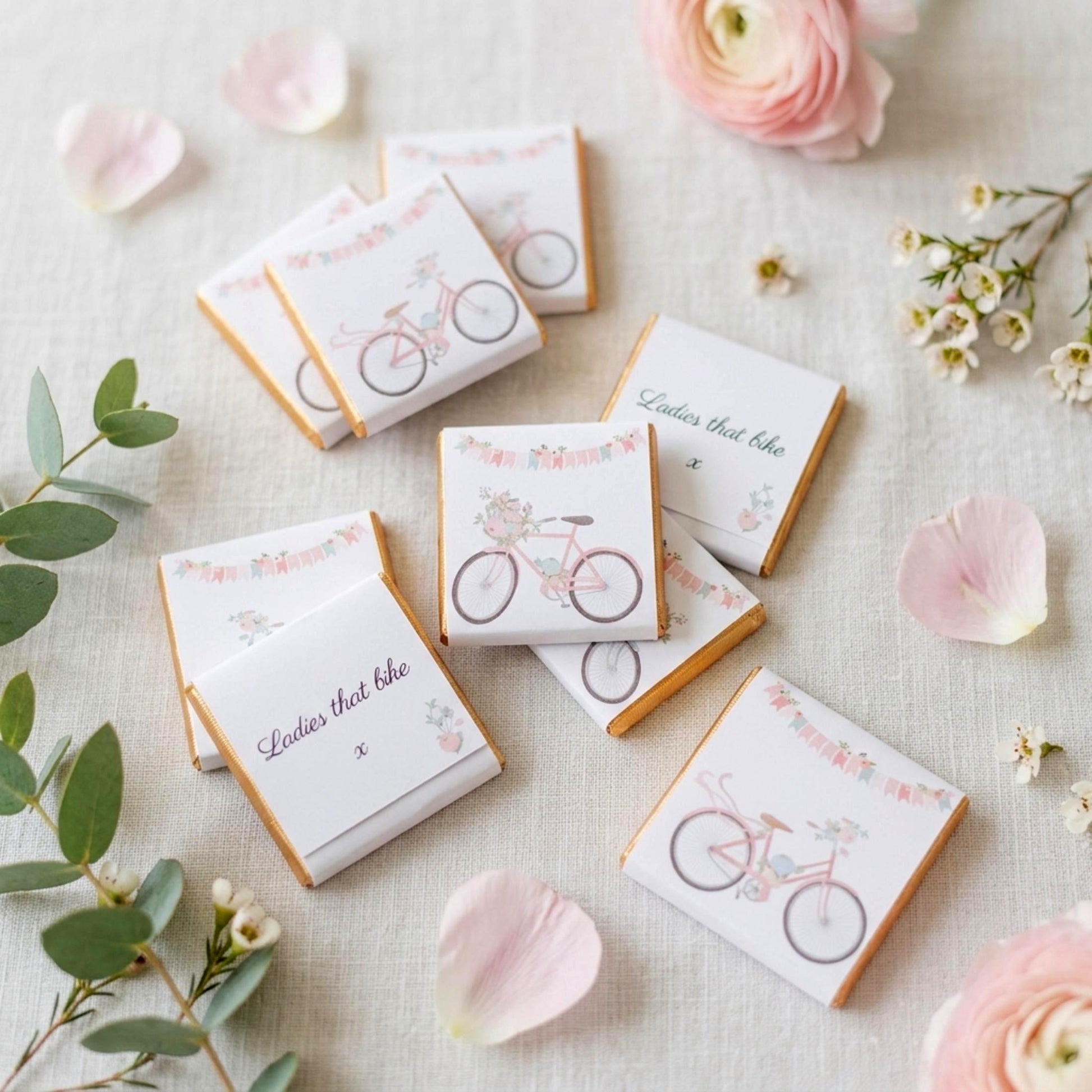 Personalised Floral Bicycle Chocolates – Spring Garden Party Favours
