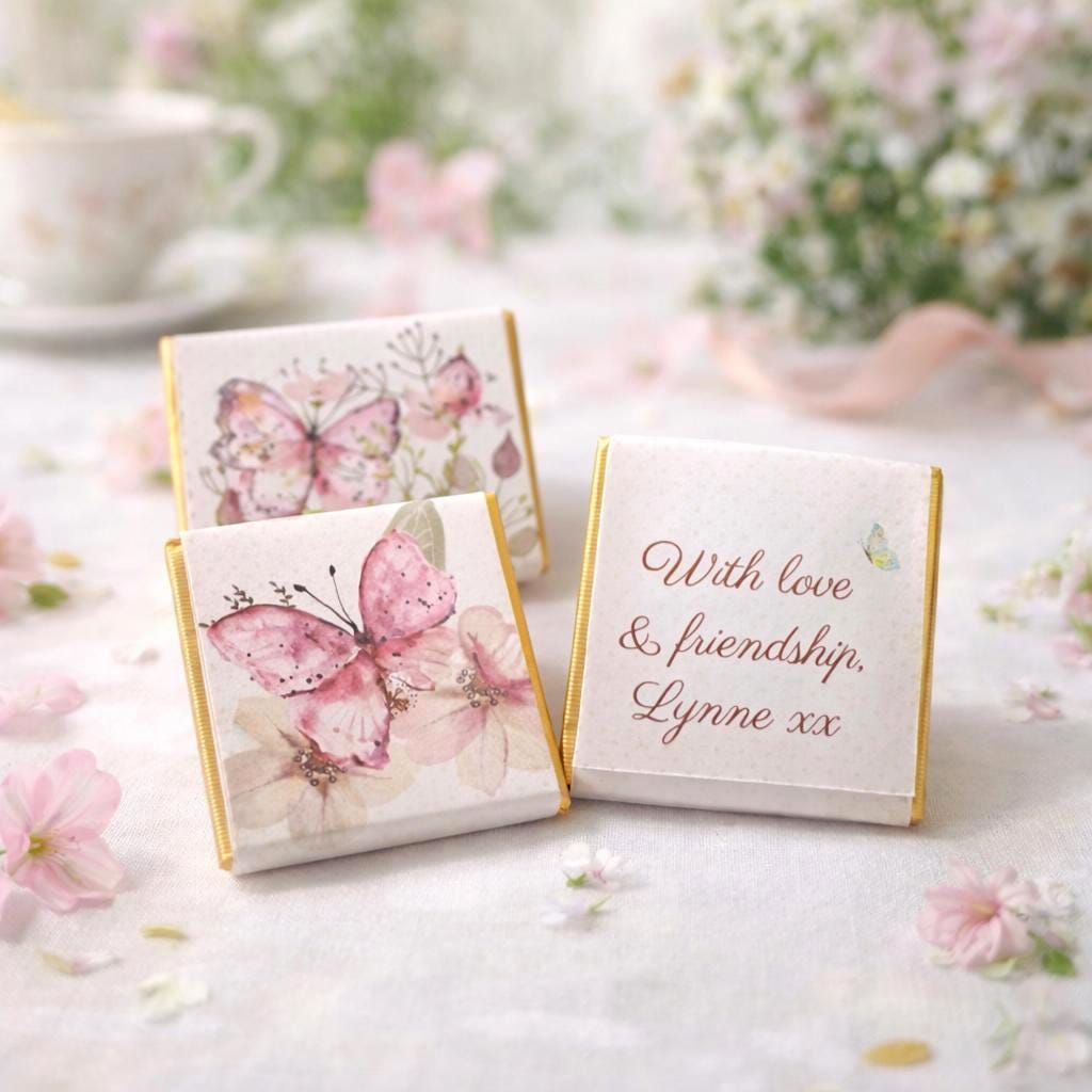 Personalised Butterfly Birthday Favours - Pink Garden Theme Party Bag Fillers - Butterfly Baby Shower Treats