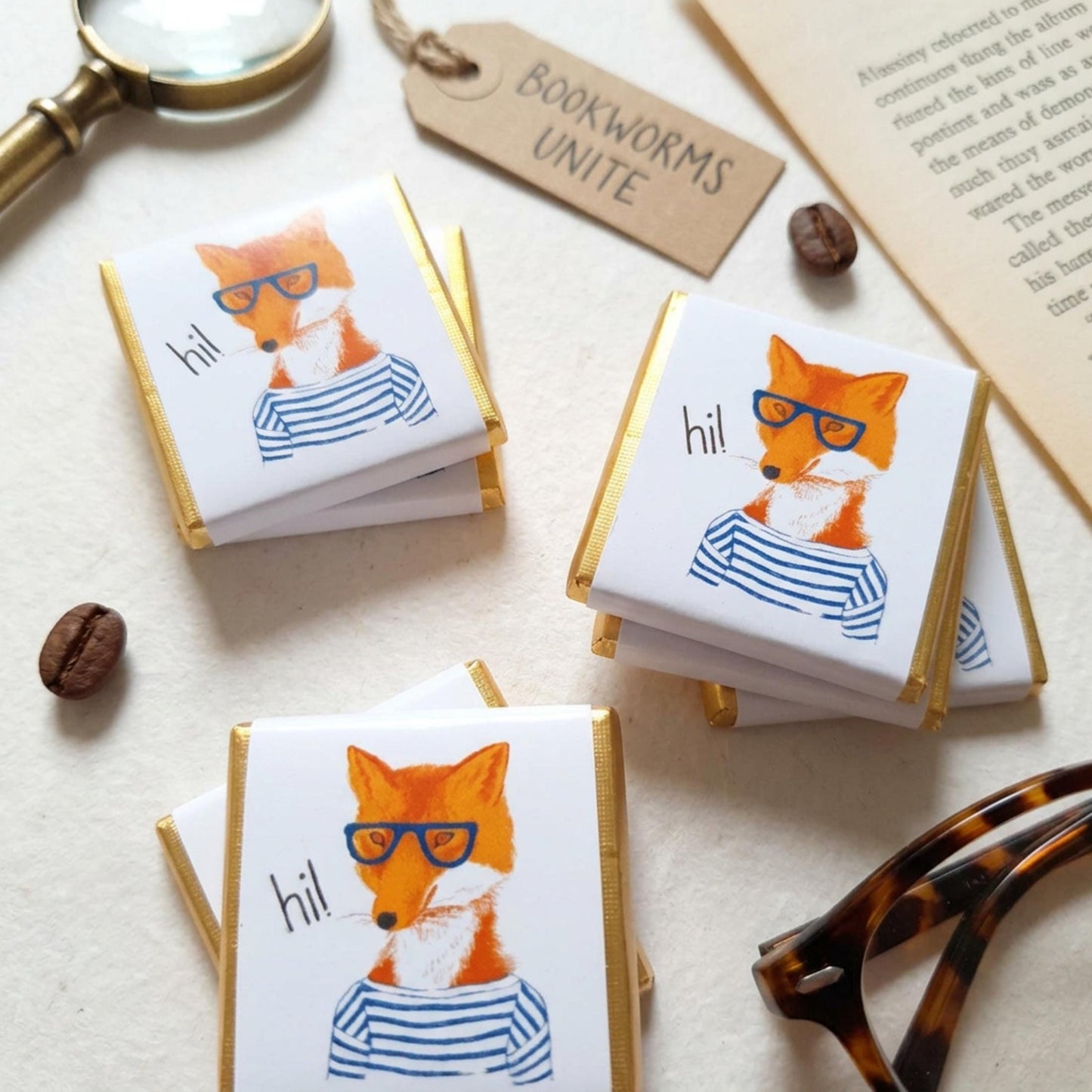 Personalised Fox Chocolates – Book Lover Party Favours, Birthday Treats