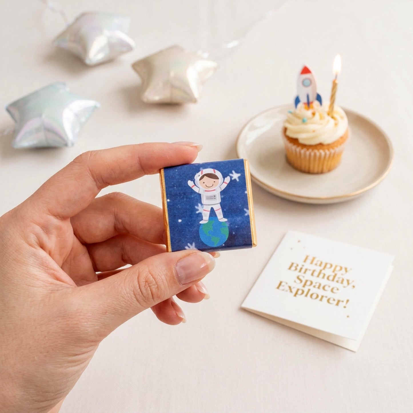 Personalised Space Birthday Chocolates – Astronaut Rocket Party Favours