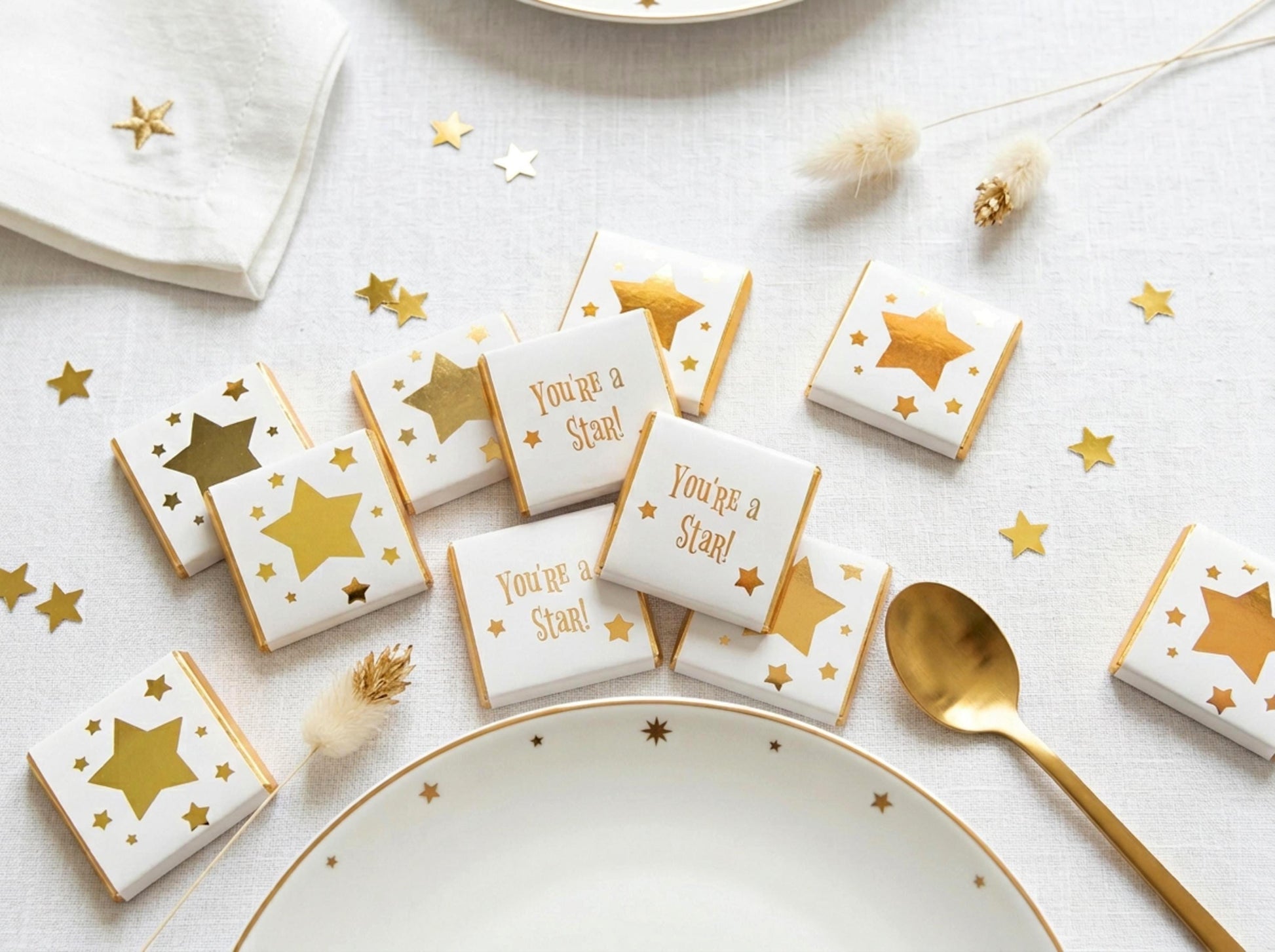 Personalised Golden Star Chocolates – Birthday Party Favours, Guest Gifts