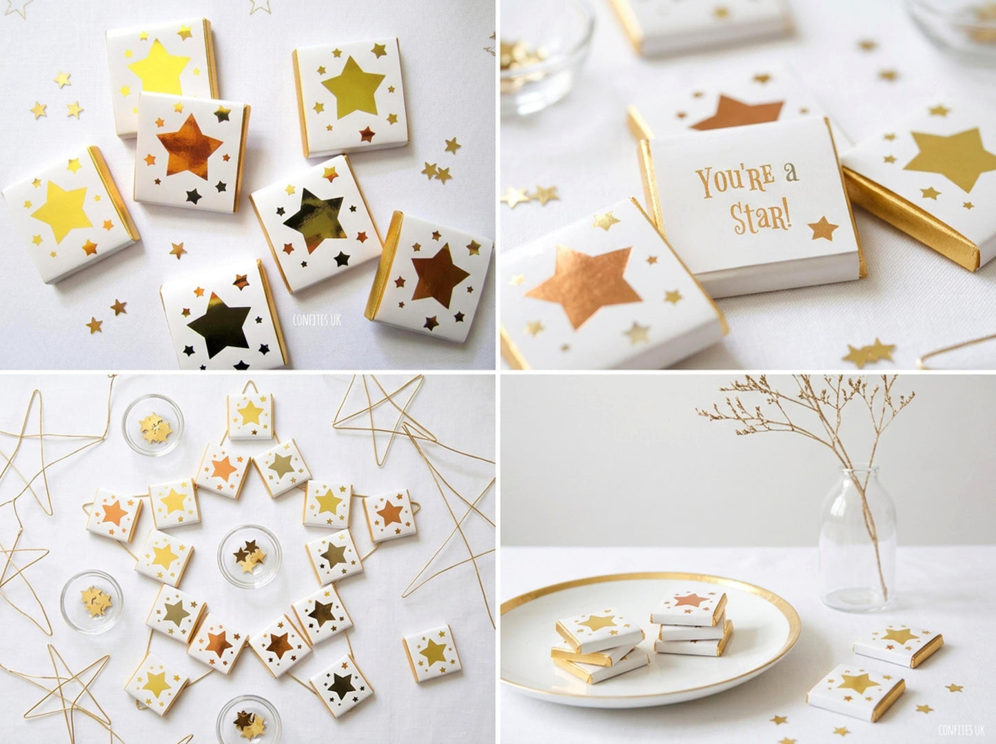 Personalised Golden Star Chocolates – Birthday Party Favours, Guest Gifts