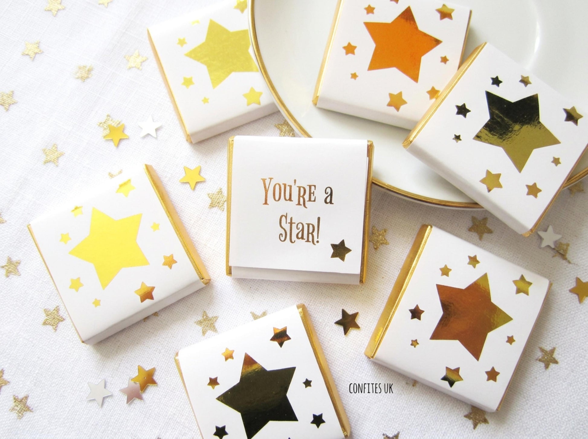 Personalised Golden Star Chocolates – Birthday Party Favours, Guest Gifts