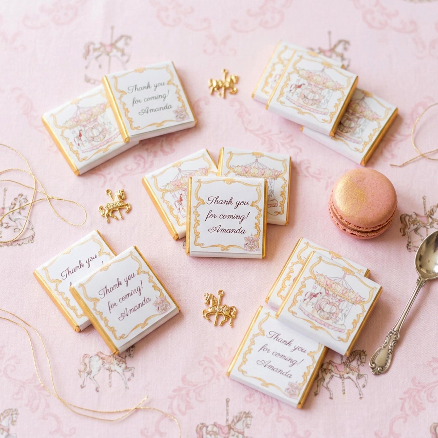 Personalised Pink Carousel Chocolate Favours – Girls Birthday Party Bag Fillers
