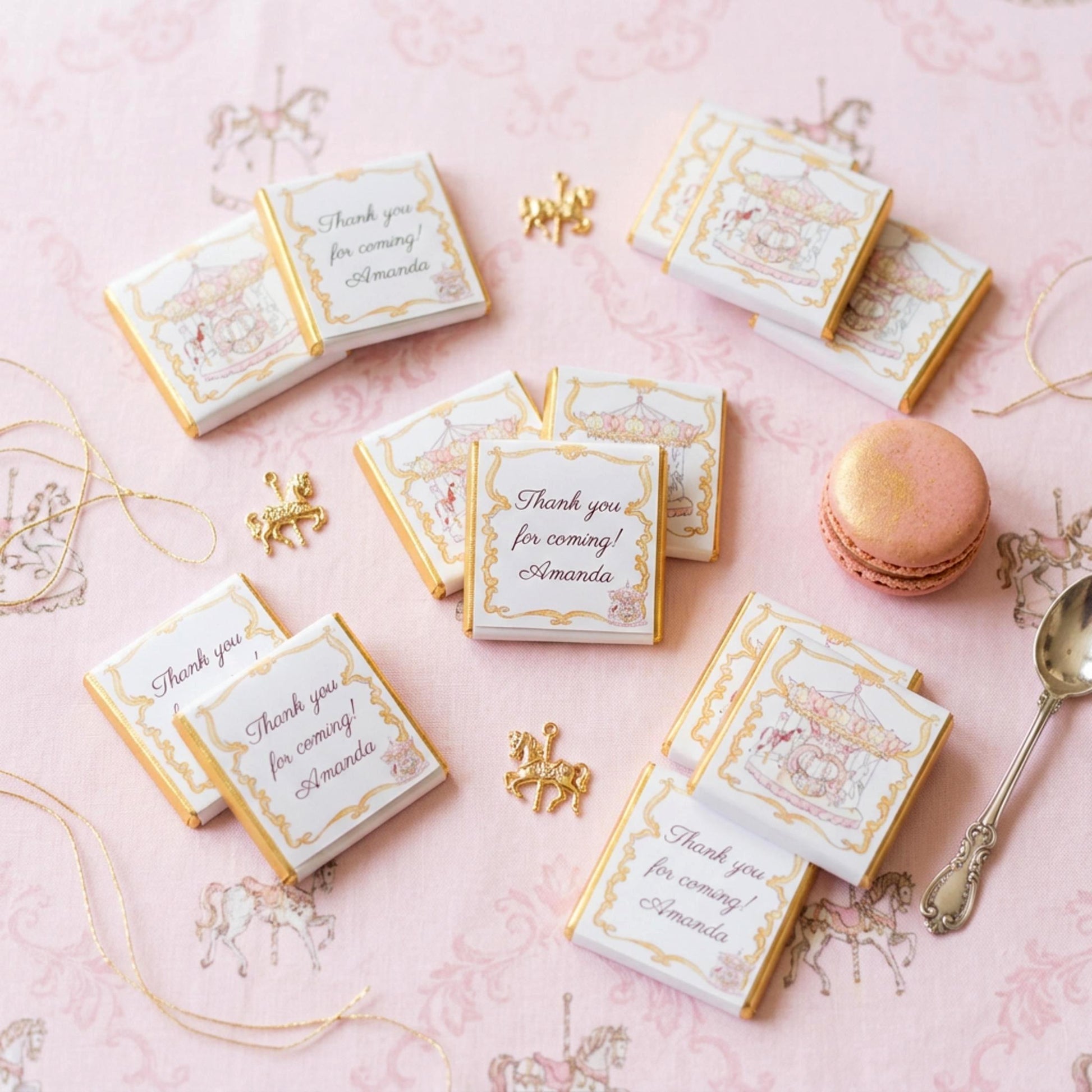 Personalised Pink Carousel Chocolate Favours – Girls Birthday Party Bag Fillers