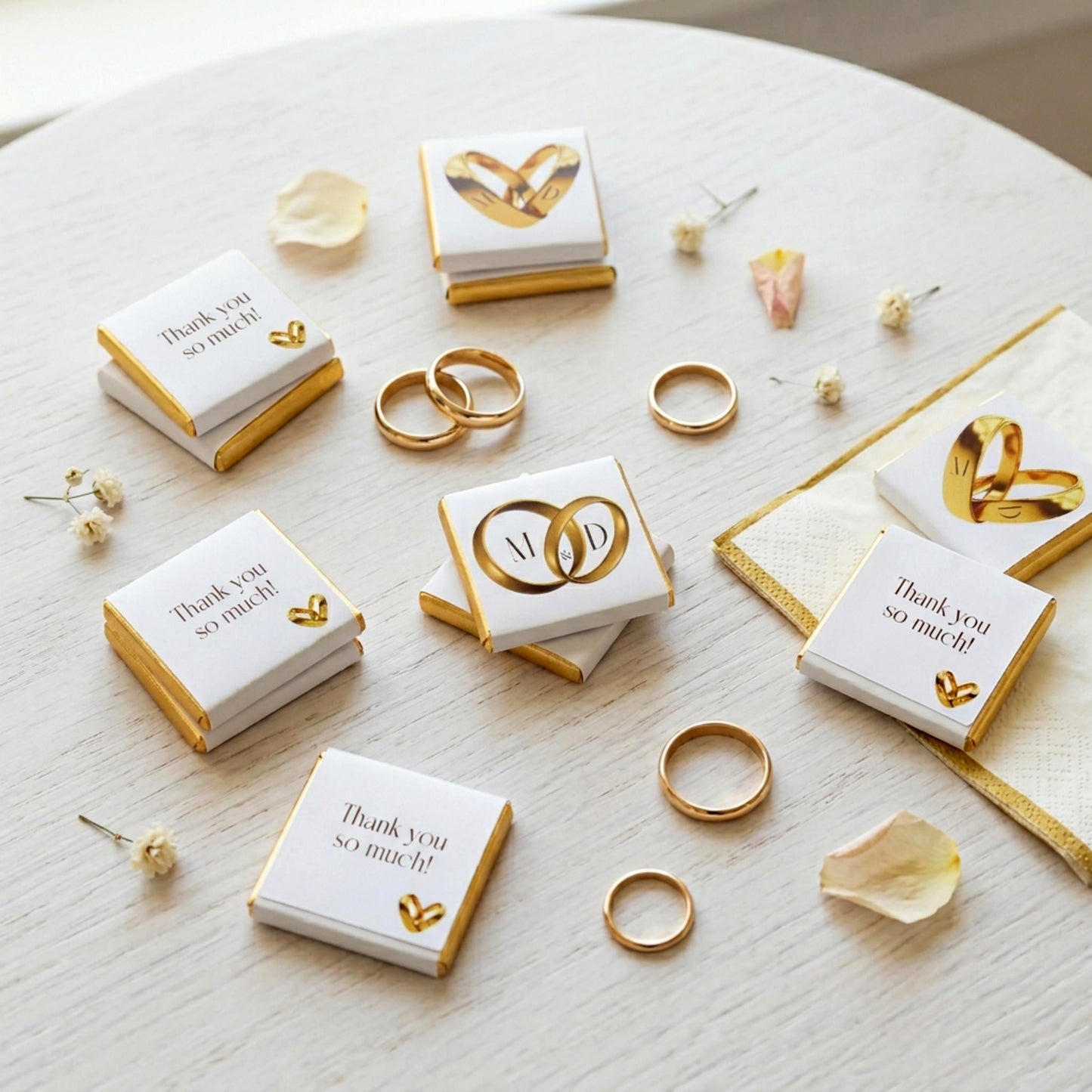 Personalised Wedding Chocolate Favours – Gold Ring Design, Custom Guest Gifts