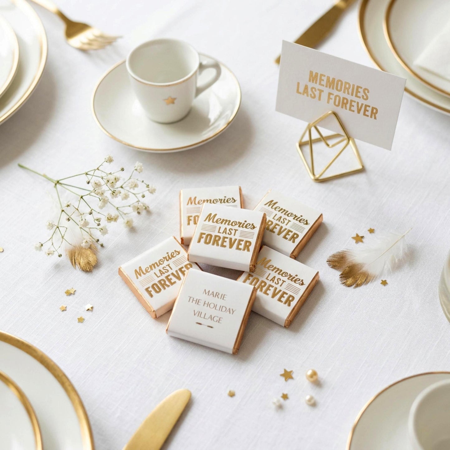 Personalised Gold Foil Wedding Chocolates – Anniversary Guest Favours, Celebration Treats