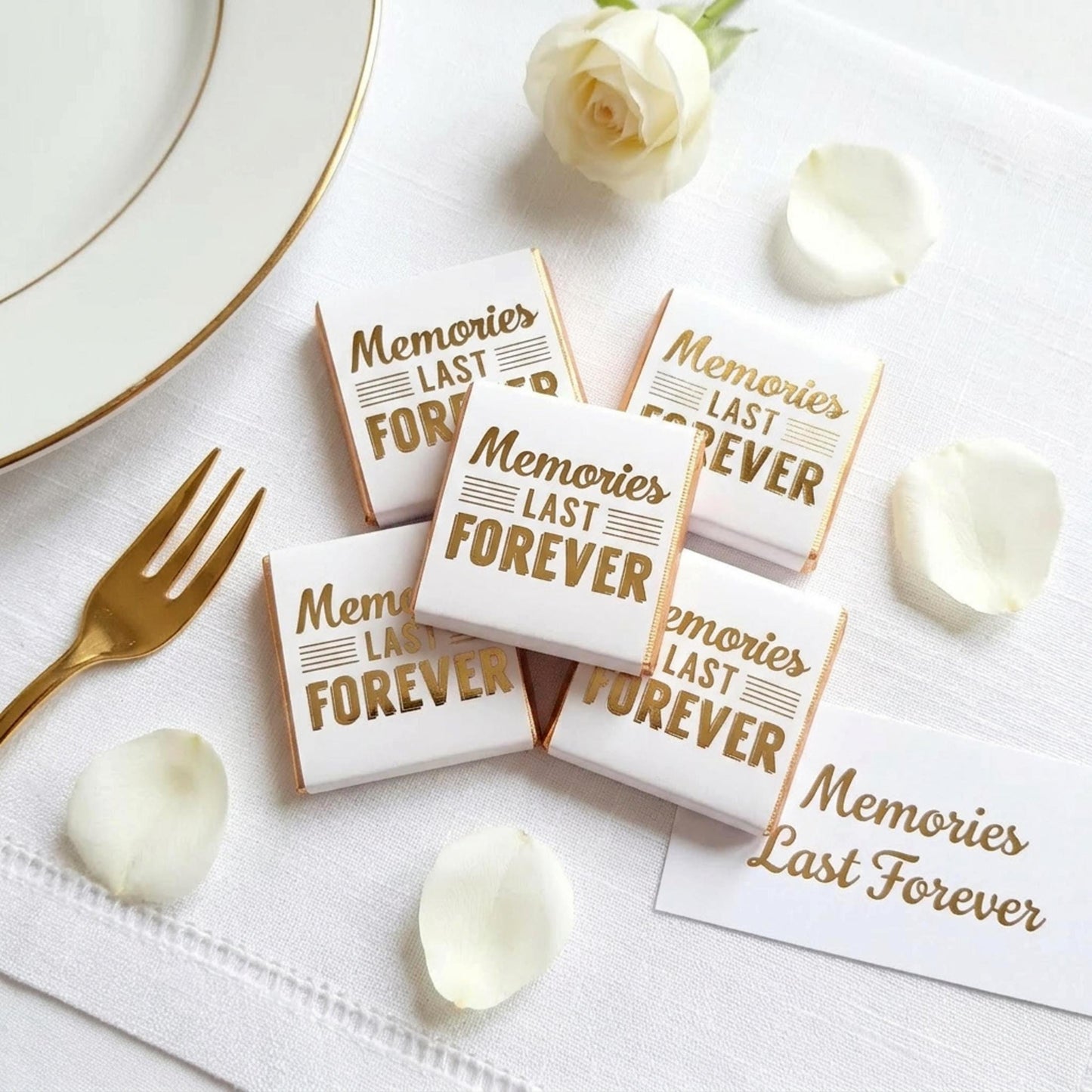 Personalised Gold Foil Wedding Chocolates – Anniversary Guest Favours, Celebration Treats