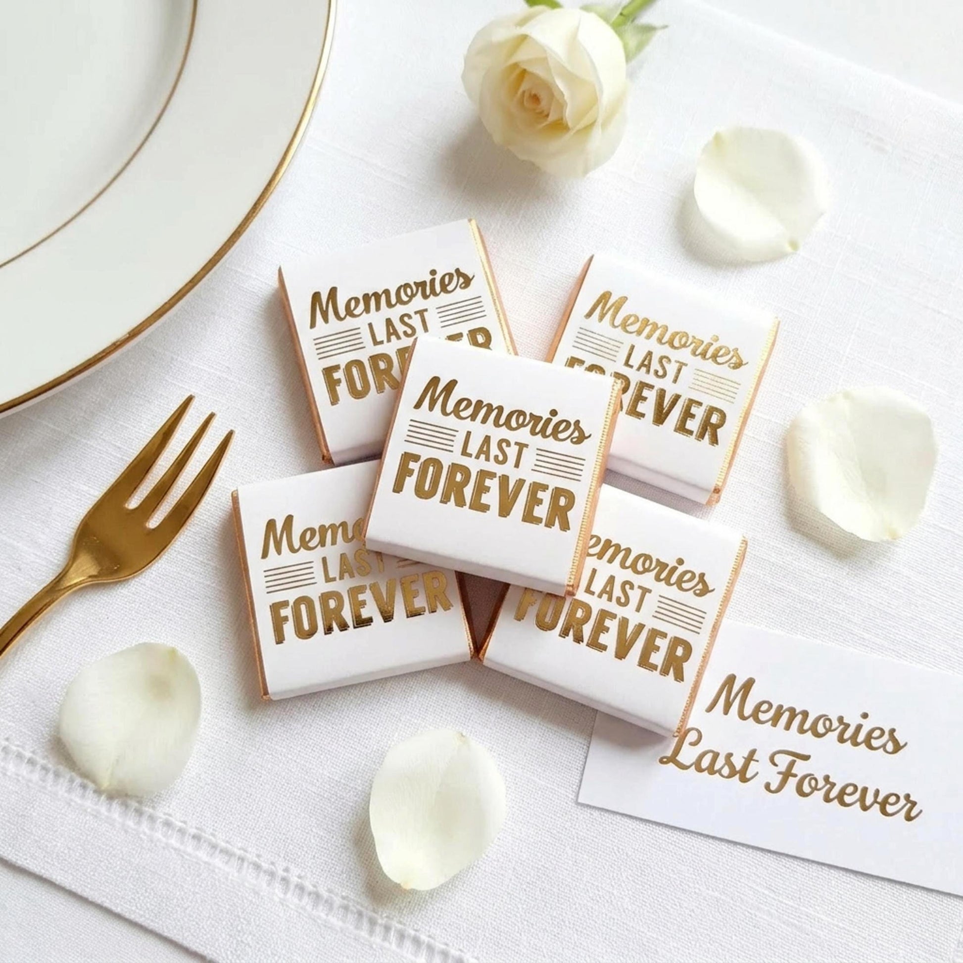 Personalised Gold Foil Wedding Chocolates – Anniversary Guest Favours, Celebration Treats