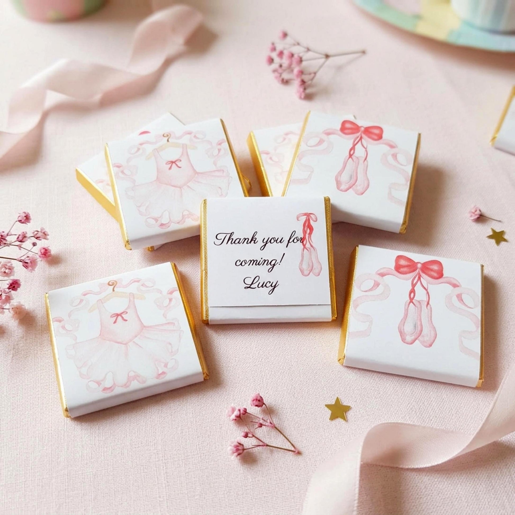 Personalised Ballerina Chocolate Favours - Ballet Party Bag Fillers - Pink Dance Theme Birthday Treats