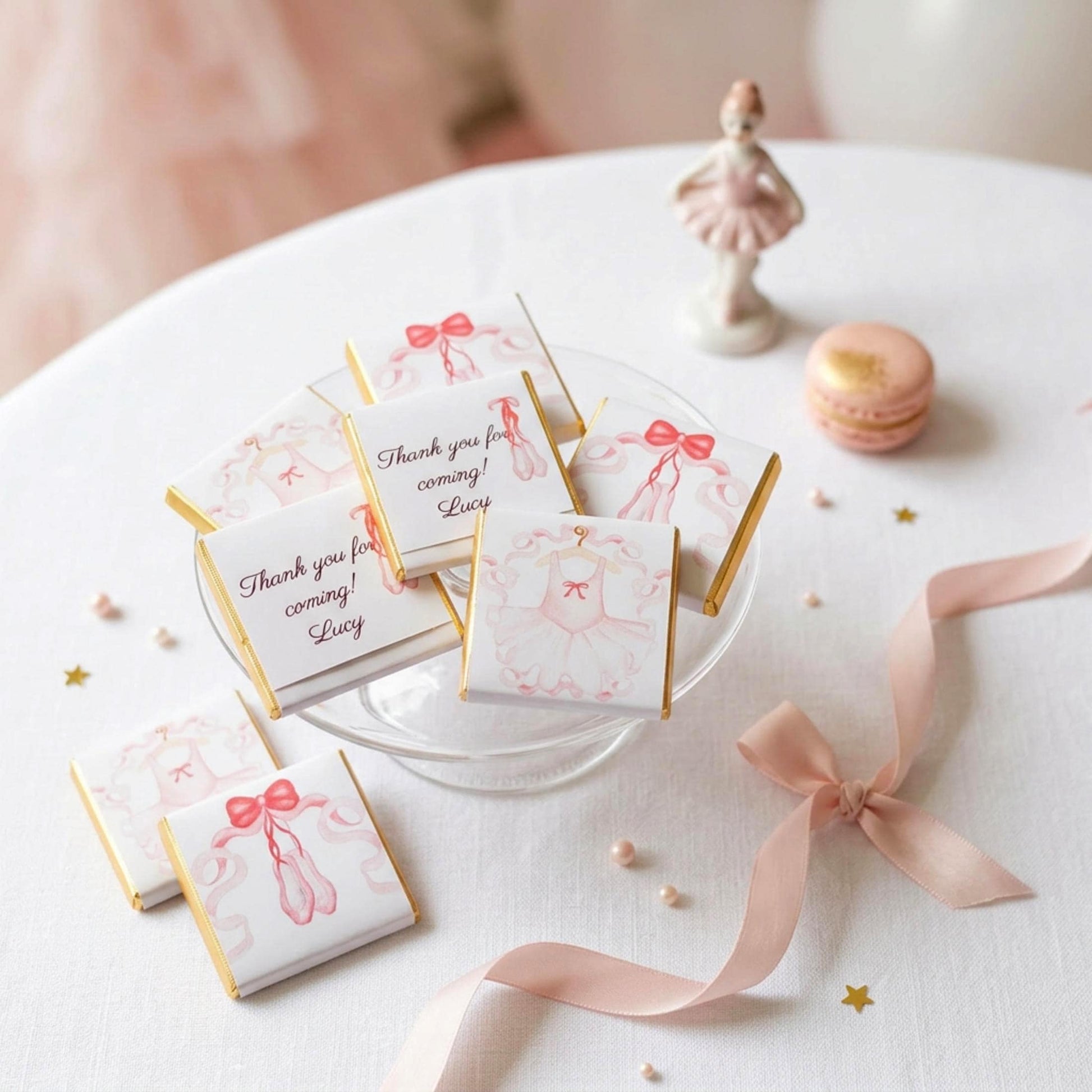 Personalised Ballerina Chocolate Favours - Ballet Party Bag Fillers - Pink Dance Theme Birthday Treats