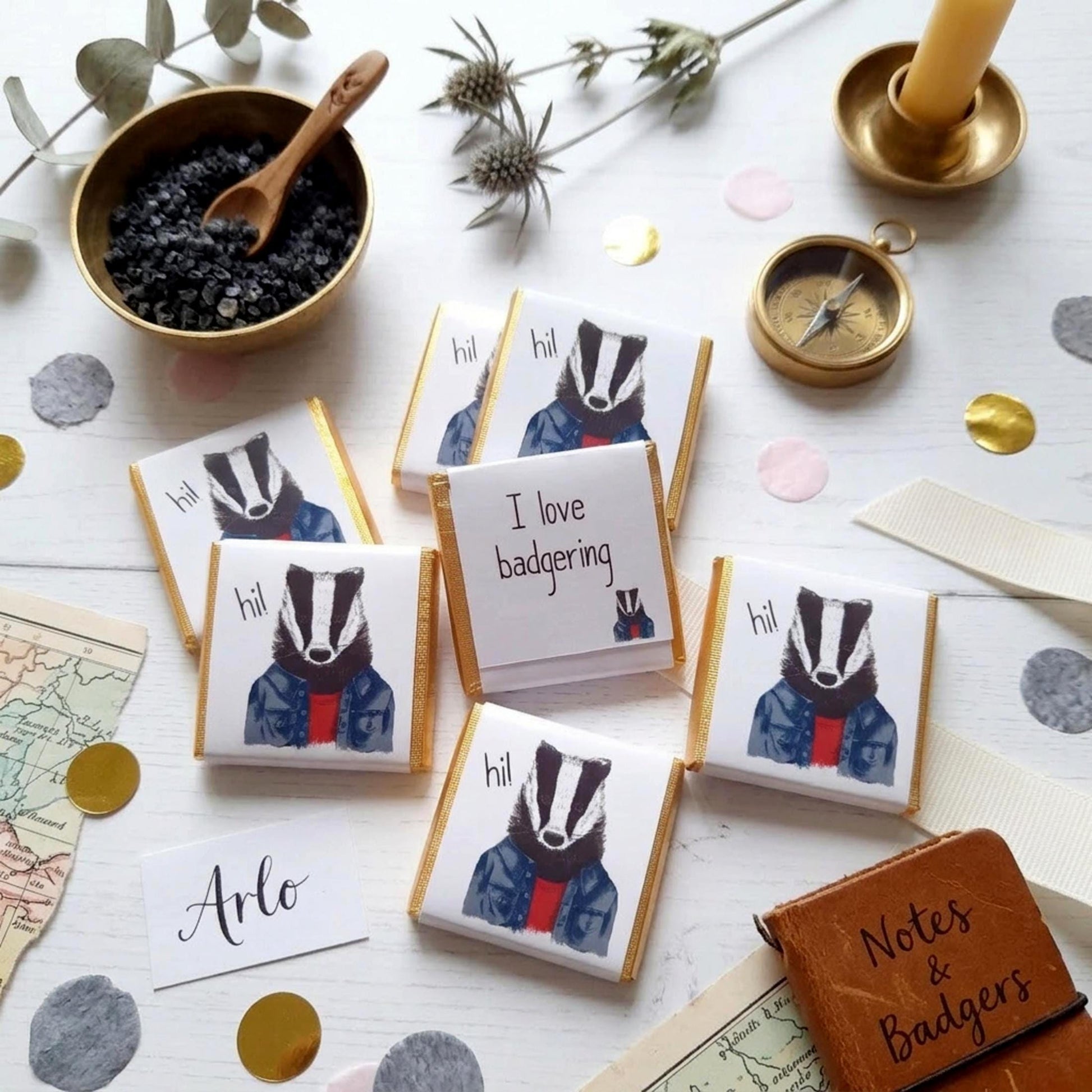 Personalised Badger Chocolate Favours – British Wildlife Birthday Treats