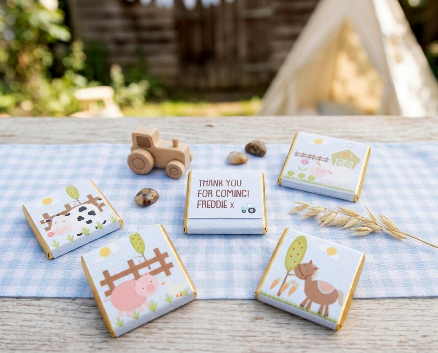 Personalised Farm Chocolate Treats – Barnyard Animal Party Favours, Guest Gifts