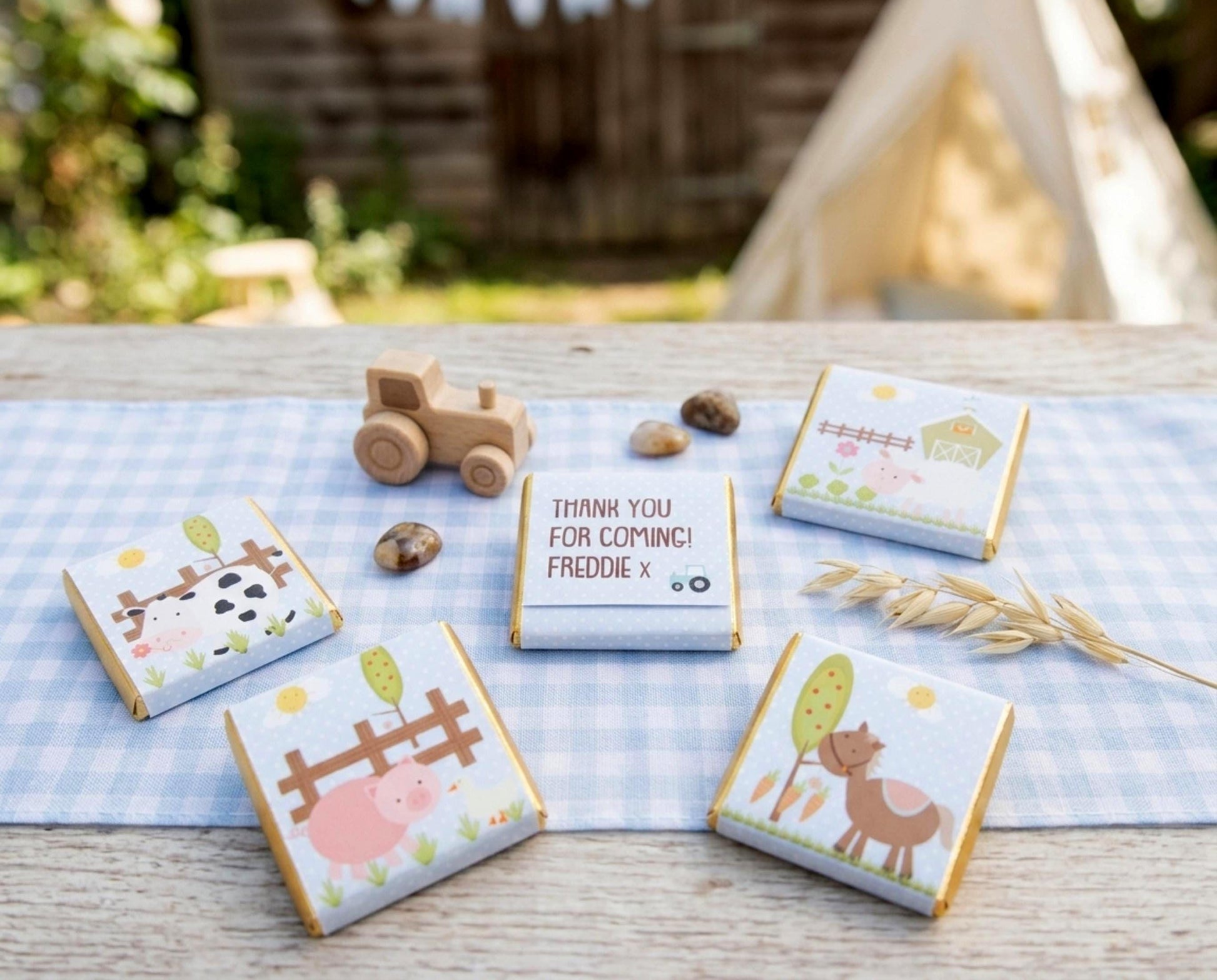 Personalised Farm Chocolate Treats – Barnyard Animal Party Favours, Guest Gifts