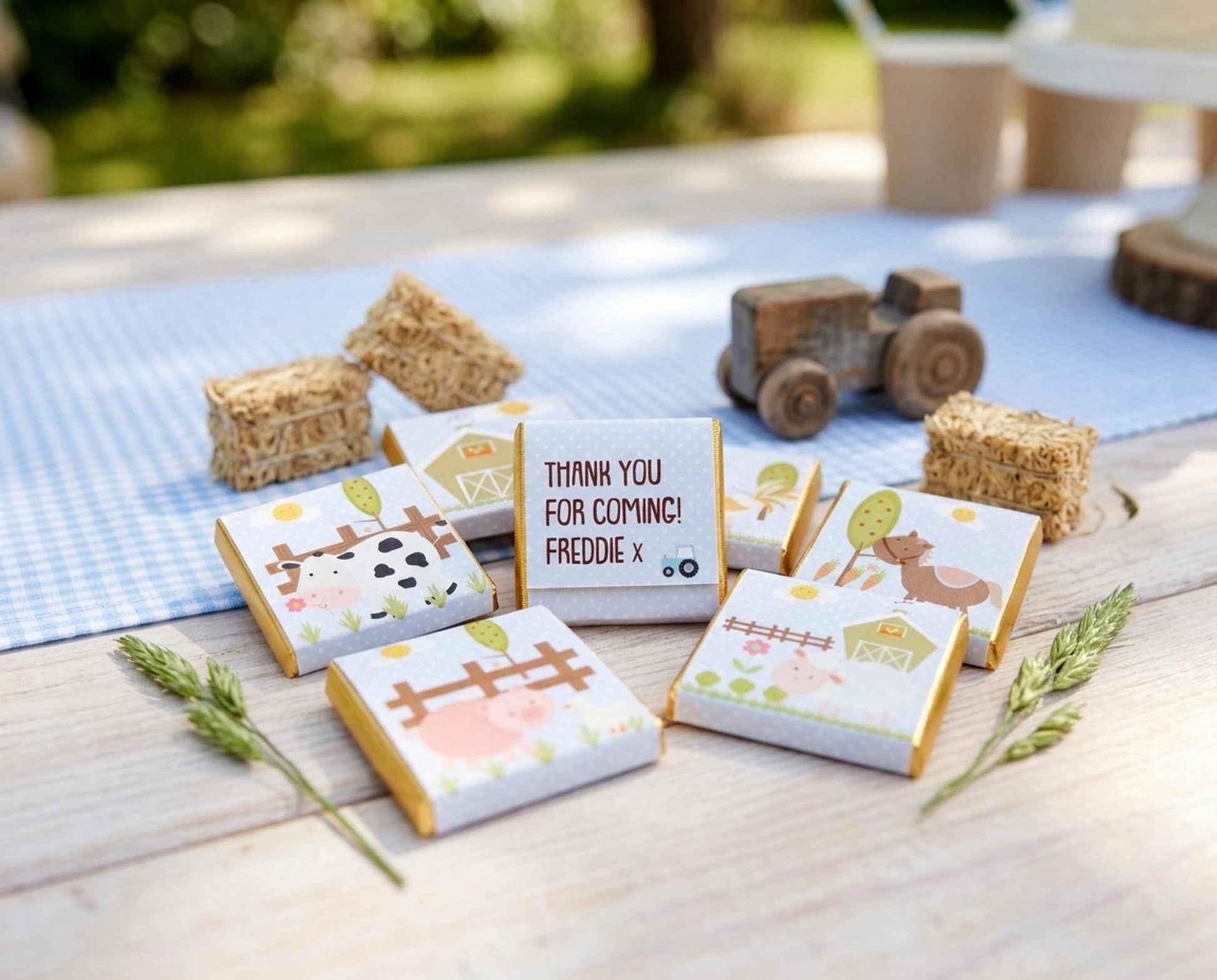 Personalised Farm Chocolate Treats – Barnyard Animal Party Favours, Guest Gifts