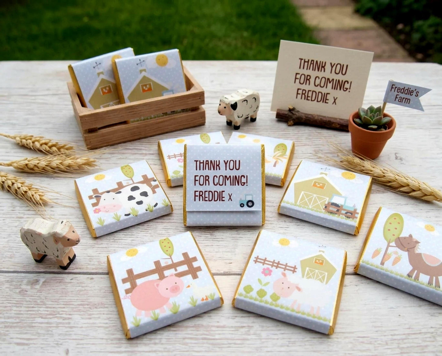 Personalised Farm Chocolate Treats – Barnyard Animal Party Favours, Guest Gifts