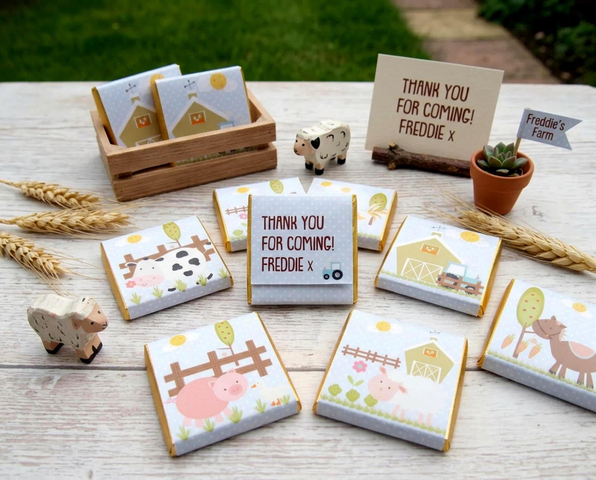 Personalised Farm Chocolate Treats – Barnyard Animal Party Favours, Guest Gifts