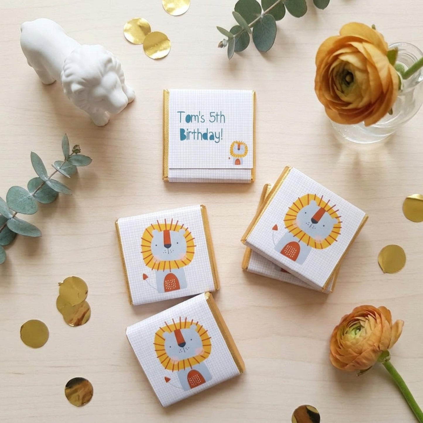 Personalised Lion Birthday Favours – Safari Jungle Party Treats, Wild One Celebration