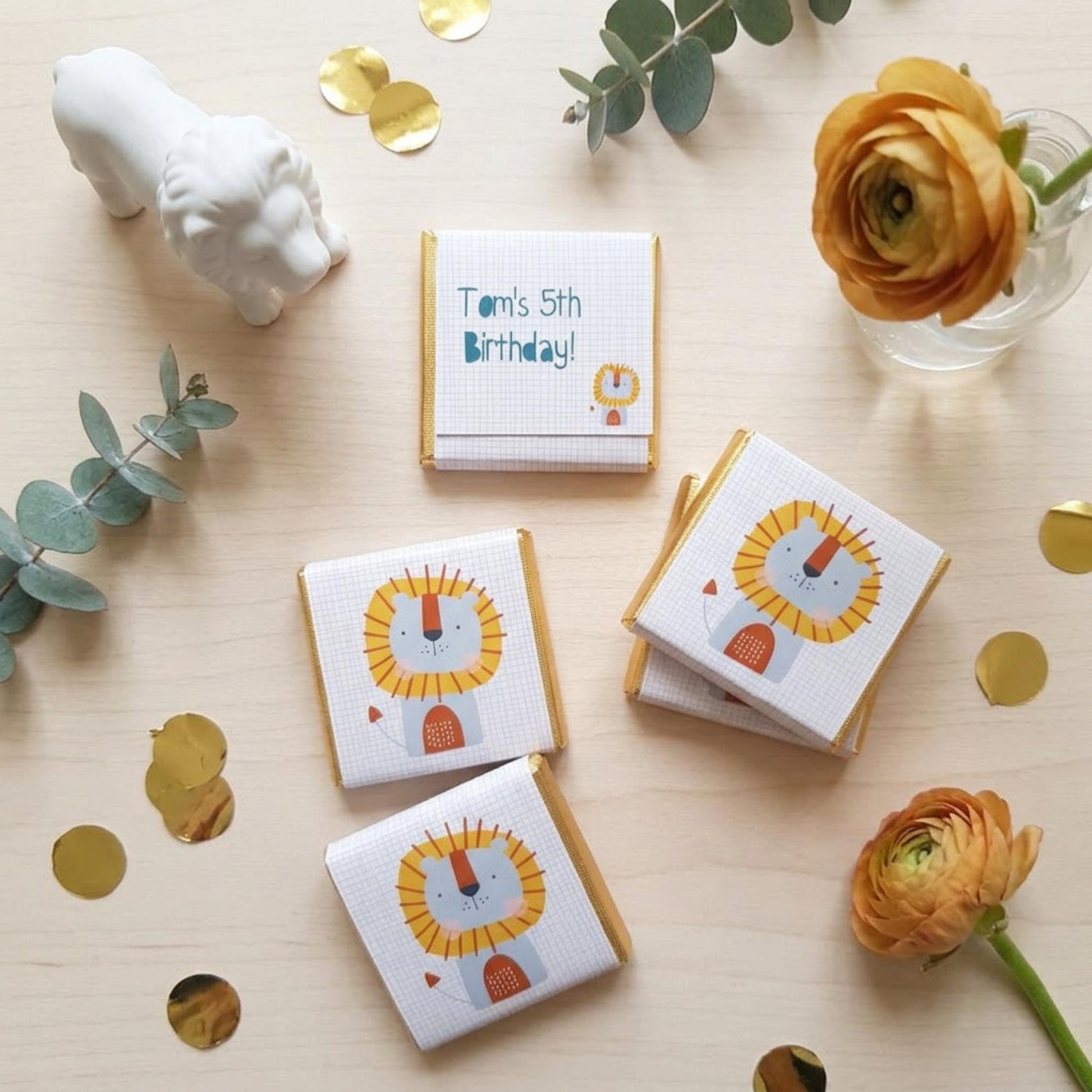 Personalised Lion Birthday Favours – Safari Jungle Party Treats, Wild One Celebration