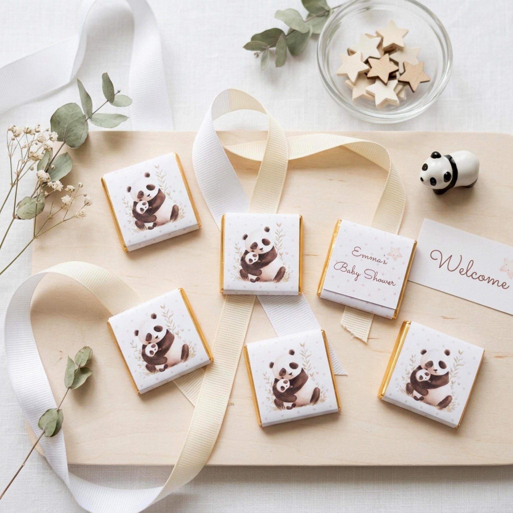 Personalised Panda Baby Shower Chocolate Favours – Mama and Baby Treats