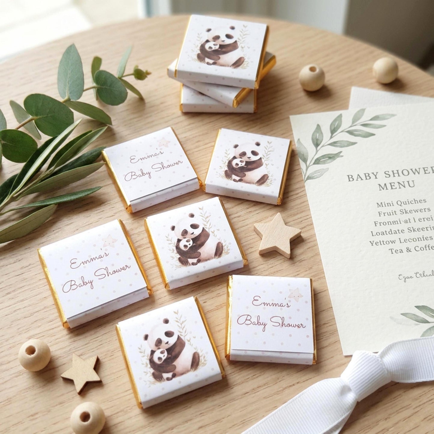 Personalised Panda Baby Shower Chocolate Favours – Mama and Baby Treats