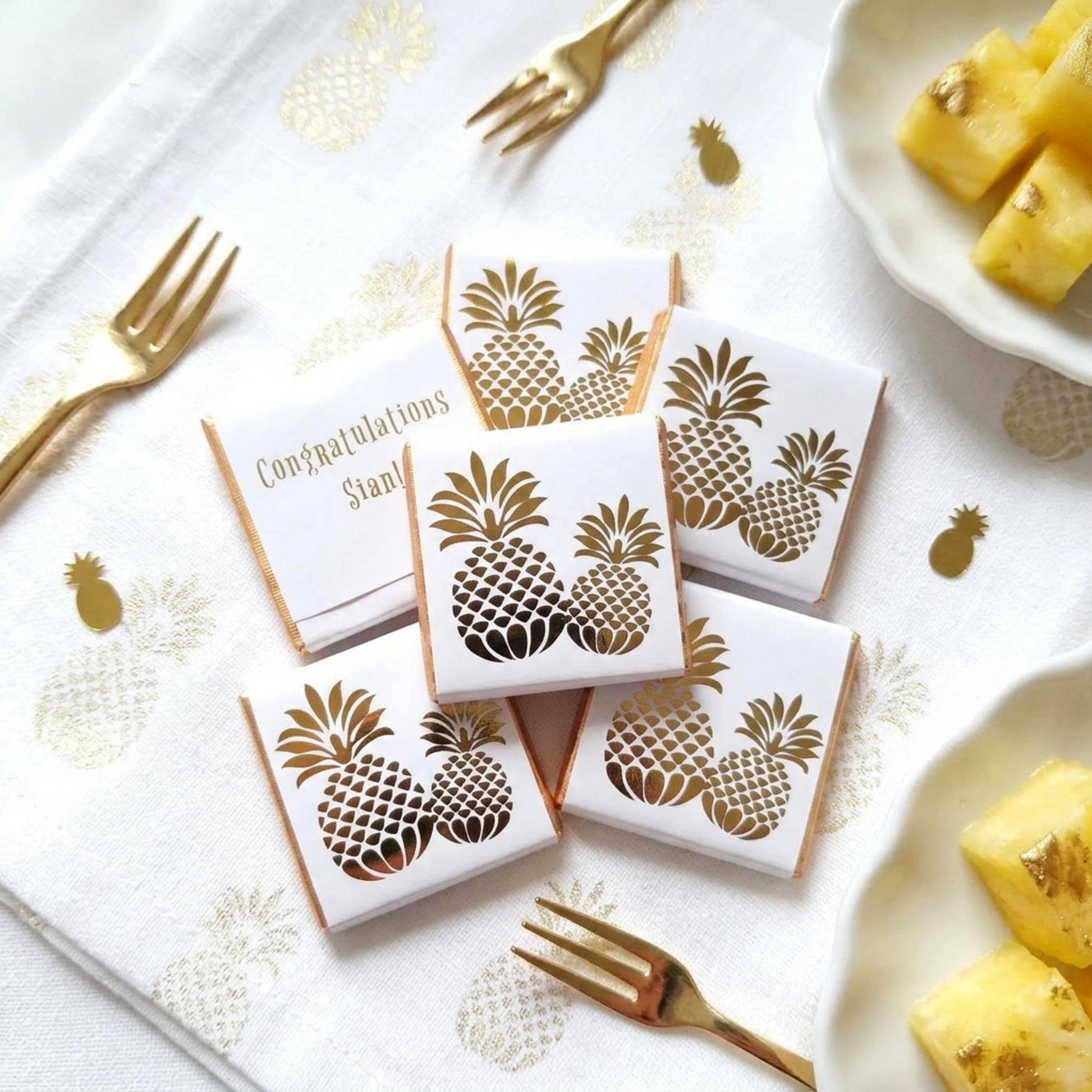 Personalised Golden Pineapple Chocolates – Tropical Wedding Favours, Luau Party Bag Filler