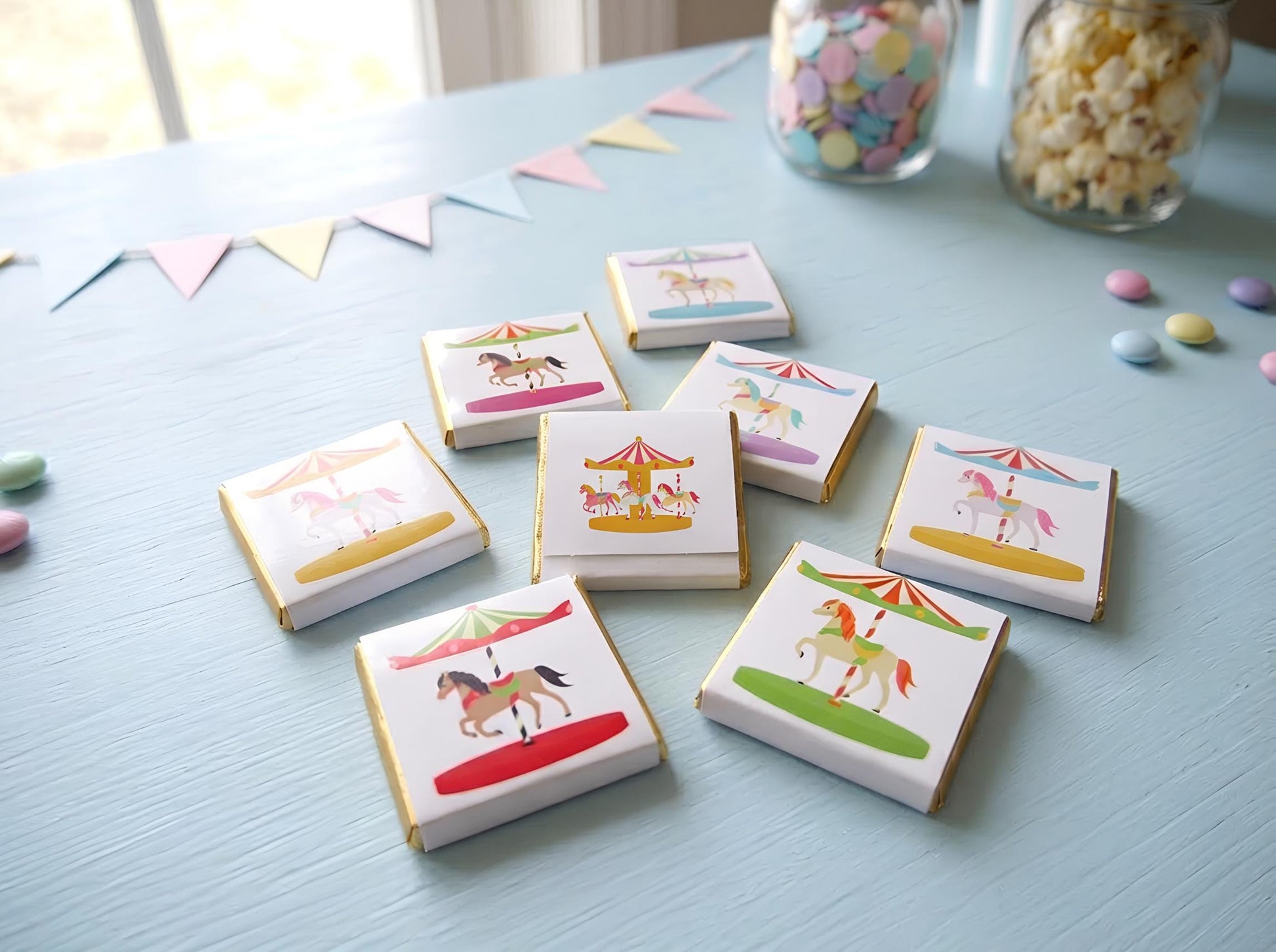 Personalised Horse Carousel Party Favours - Carnival Birthday Chocolate Treats - Custom Fairground Guest Gifts