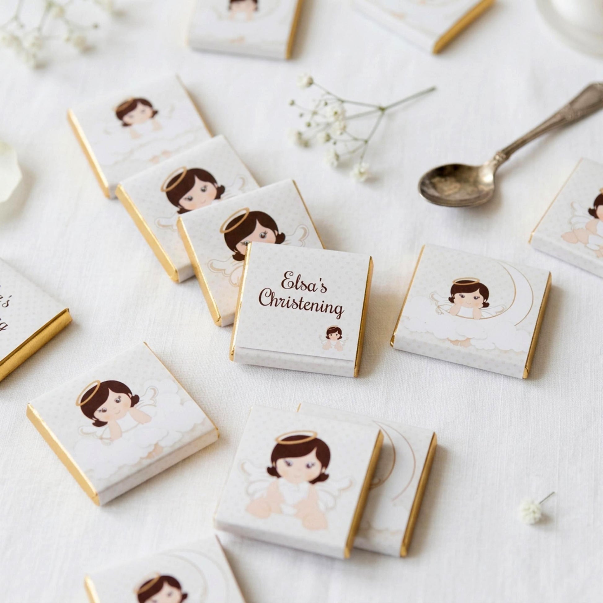 Personalised Angel Christening Favours – Baby Girl Chocolate Treats