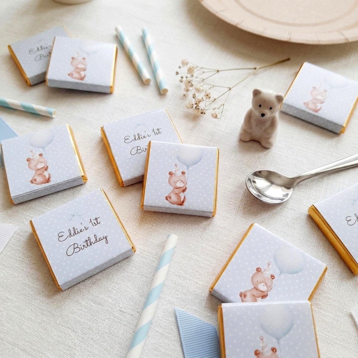 Personalised Baby Bear 1st Birthday Party Favours