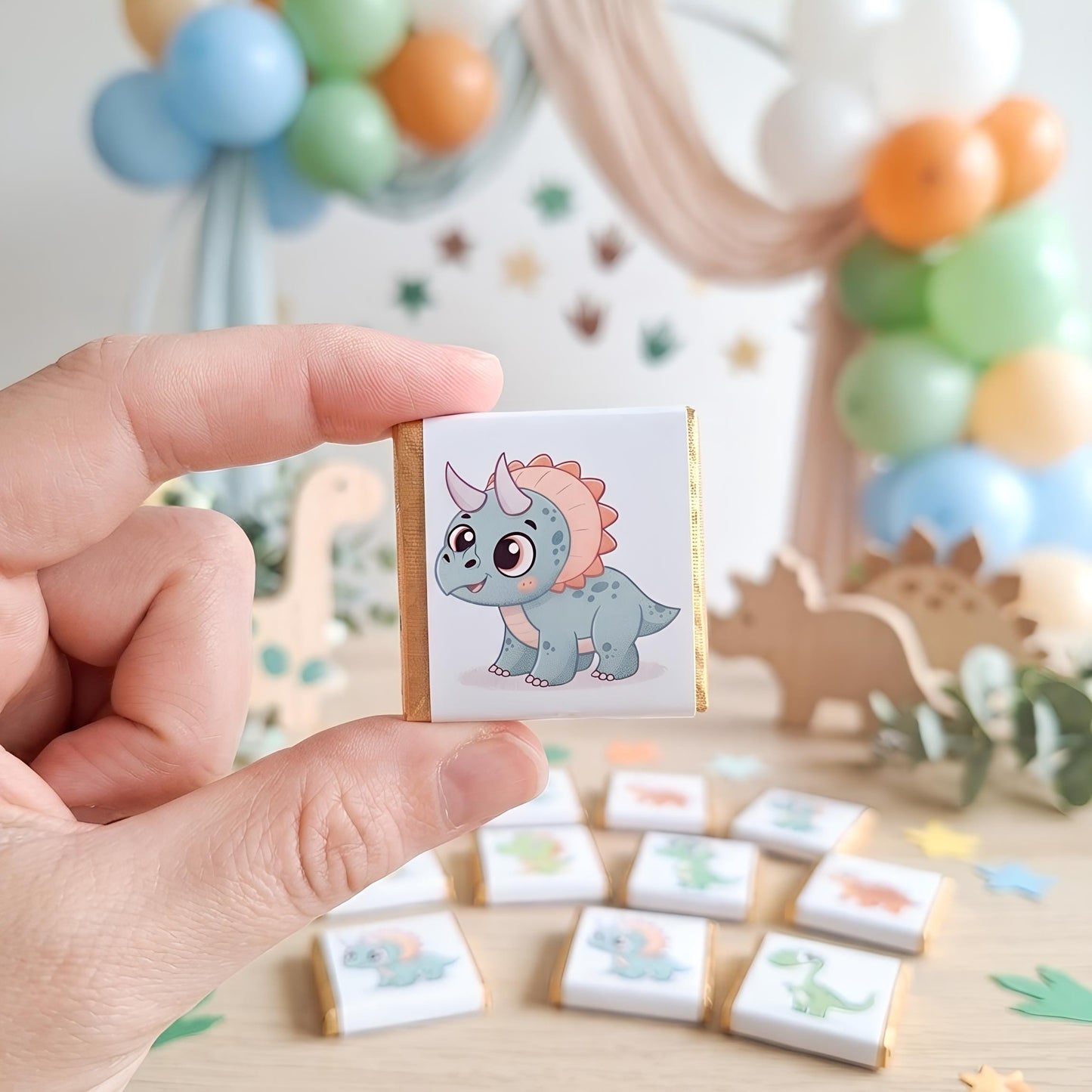 Personalised Baby Dinosaur Party Favours - Dino Birthday Chocolate Treats - Party Bag fillers