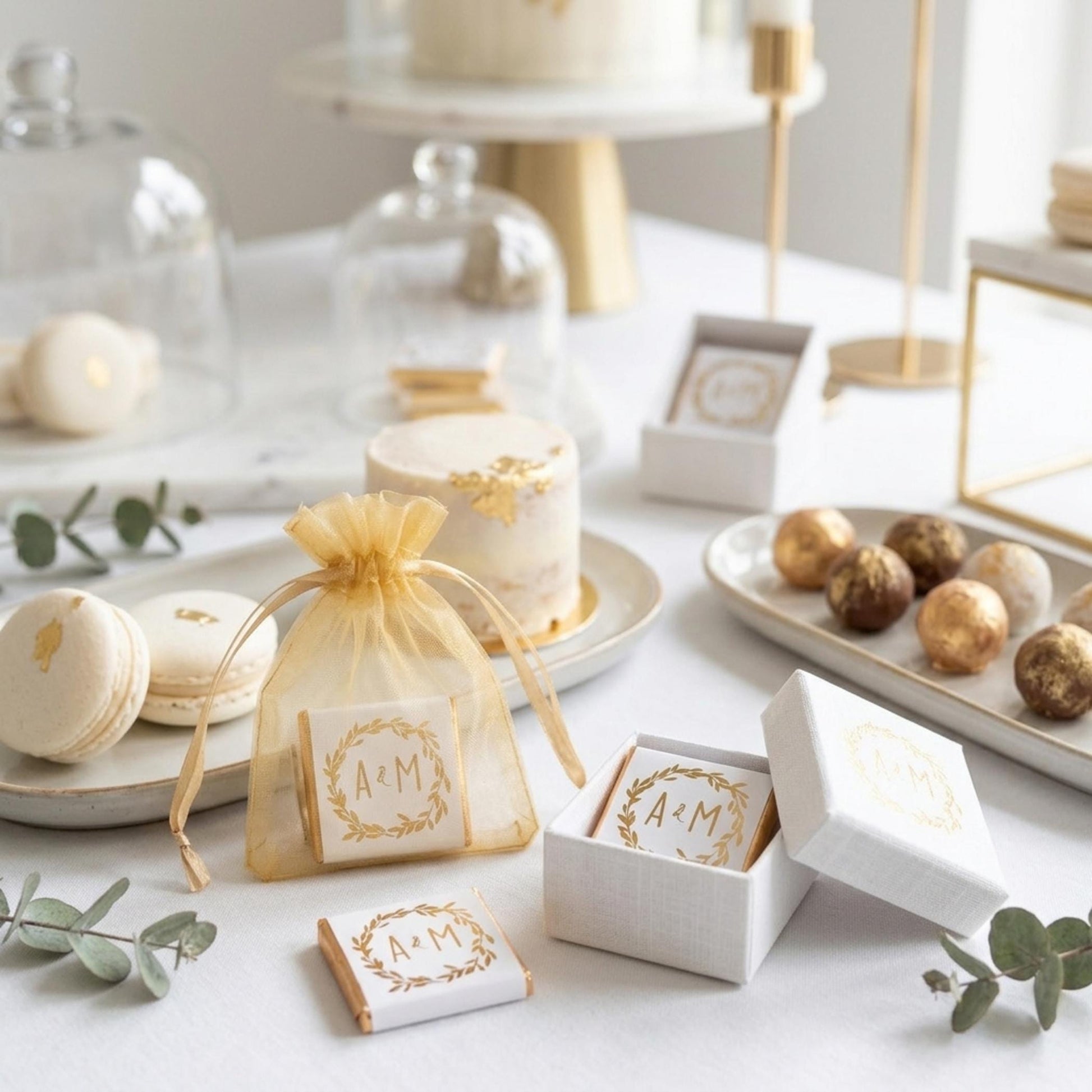 Personalised Wedding Botanical Wreath Chocolates – Engagement Party Favours
