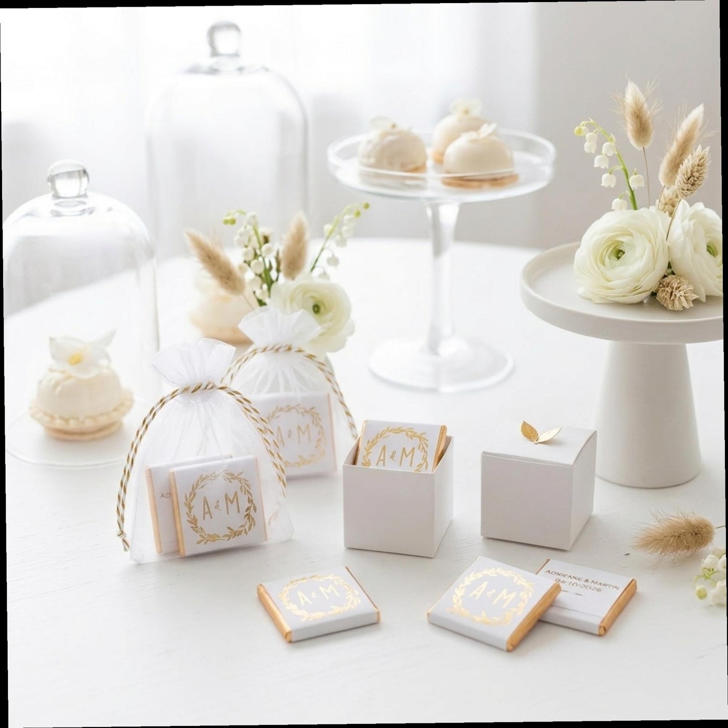 Personalised Wedding Botanical Wreath Chocolates – Engagement Party Favours