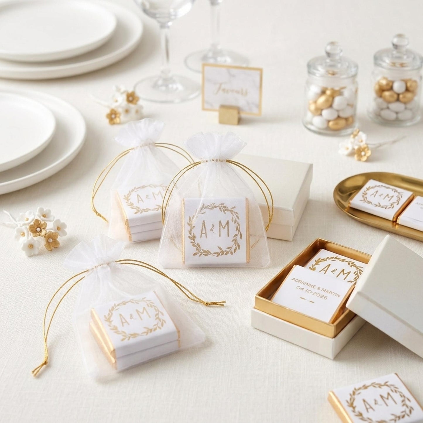 Personalised Wedding Botanical Wreath Chocolates – Engagement Party Favours