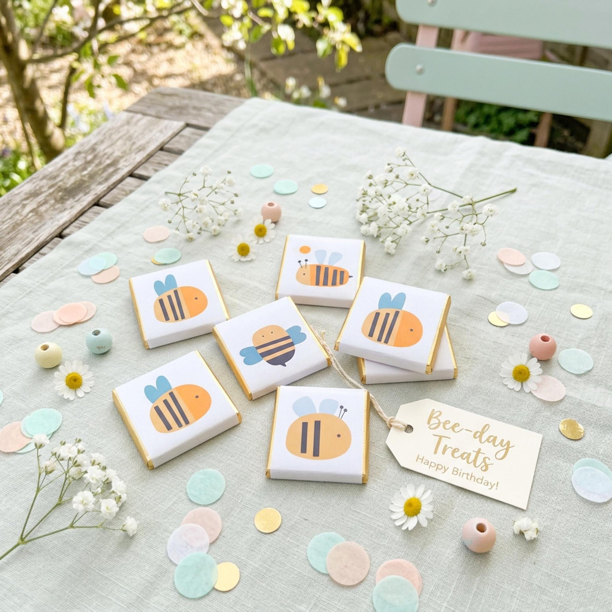 Personalised Bumblebee Chocolate Favours – Custom Bee Birthday Party Treats