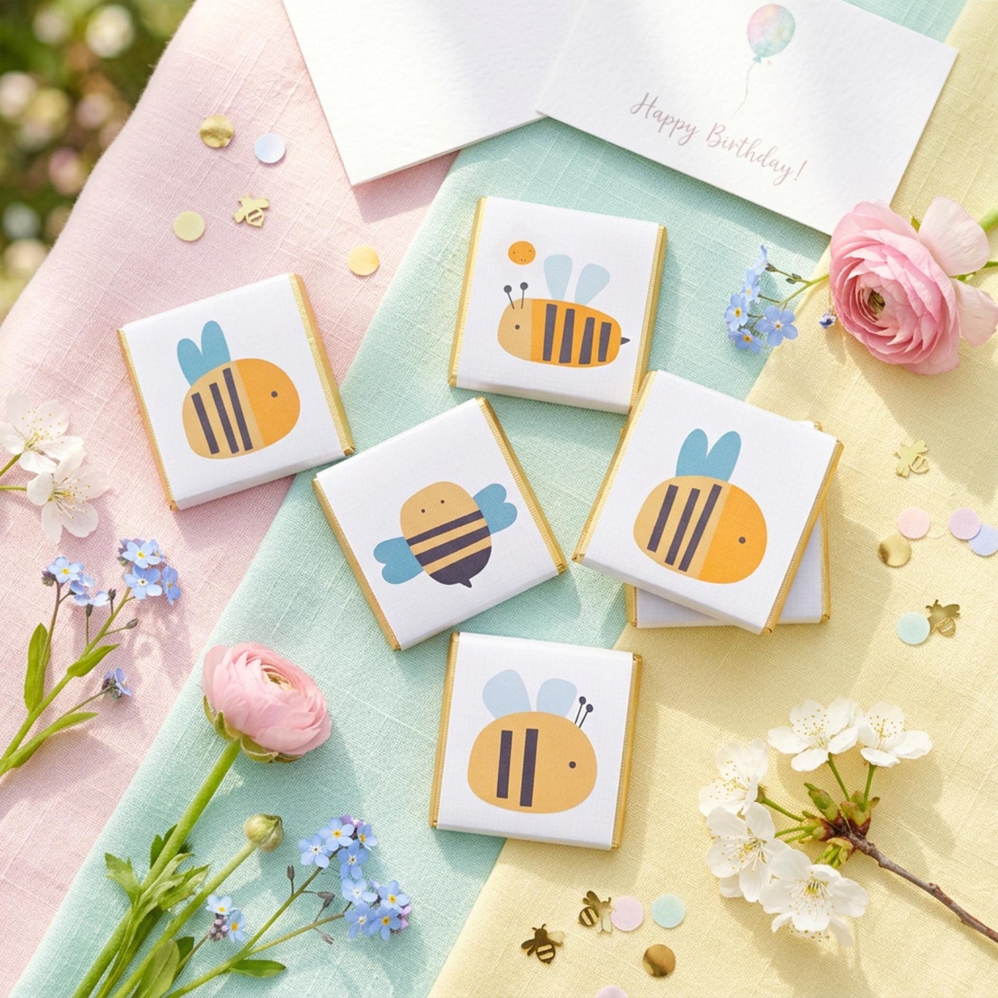 Personalised Bumblebee Chocolate Favours – Custom Bee Birthday Party Treats