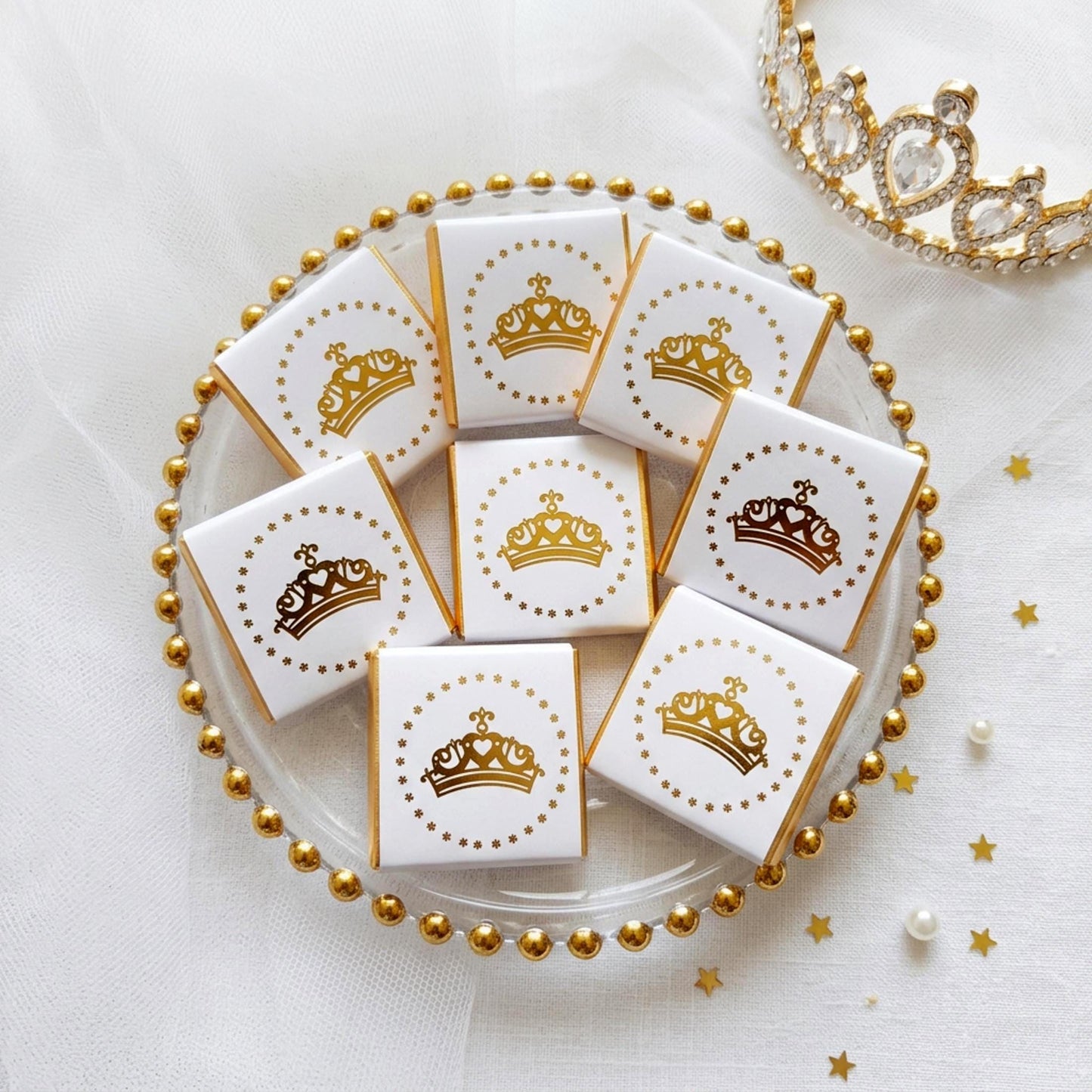 Personalised Princess Tiara Party Favours – Girls Birthday Treats Gold Foiled