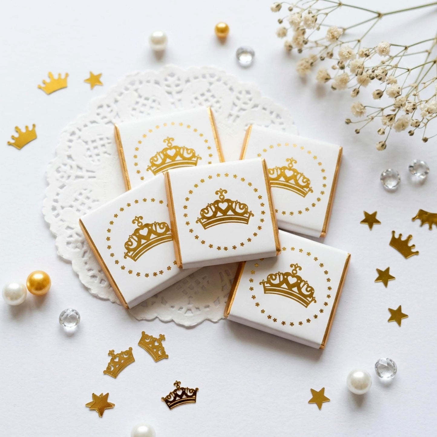 Personalised Princess Tiara Party Favours – Girls Birthday Treats Gold Foiled