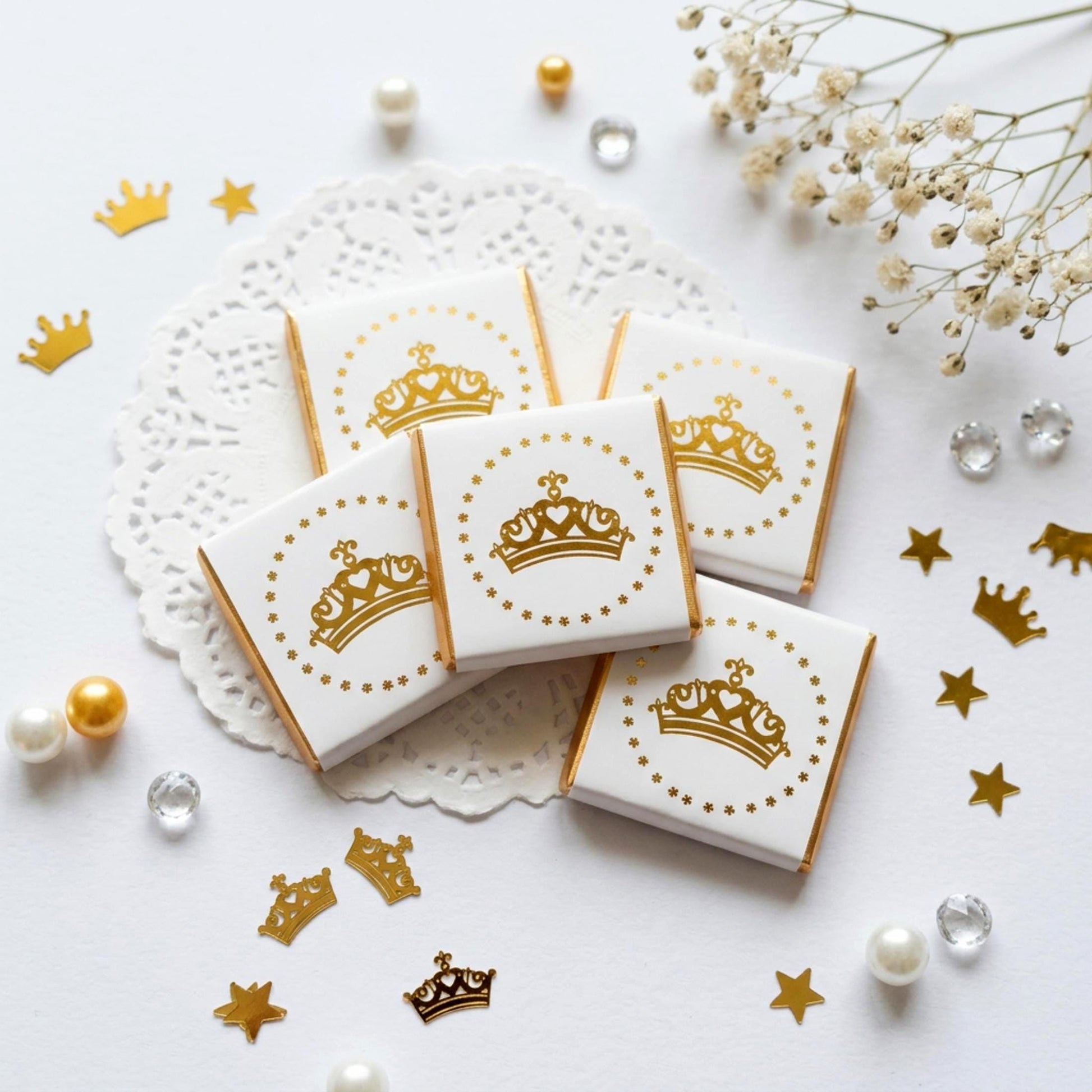 Personalised Princess Tiara Party Favours – Girls Birthday Treats Gold Foiled